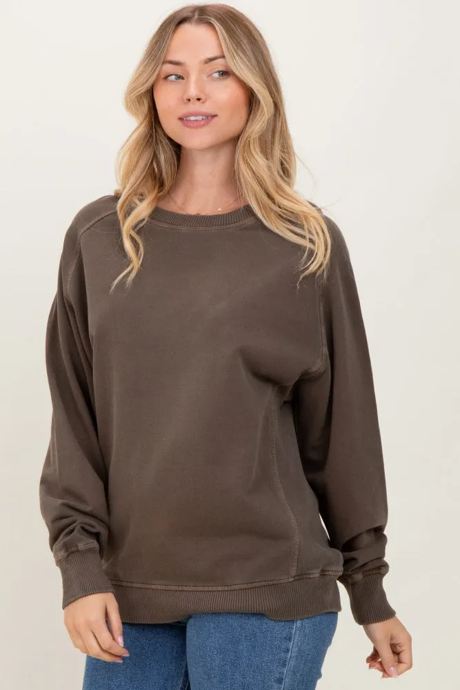 Brown French Terry Vintage Wash Pullover sold by Pinkblush product image thumbnail 3