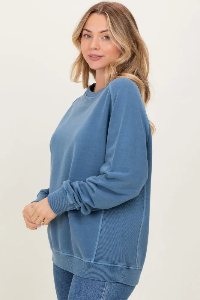 Denim Blue French Terry Vintage Wash Pullover sold by Pinkblush product image thumbnail 3