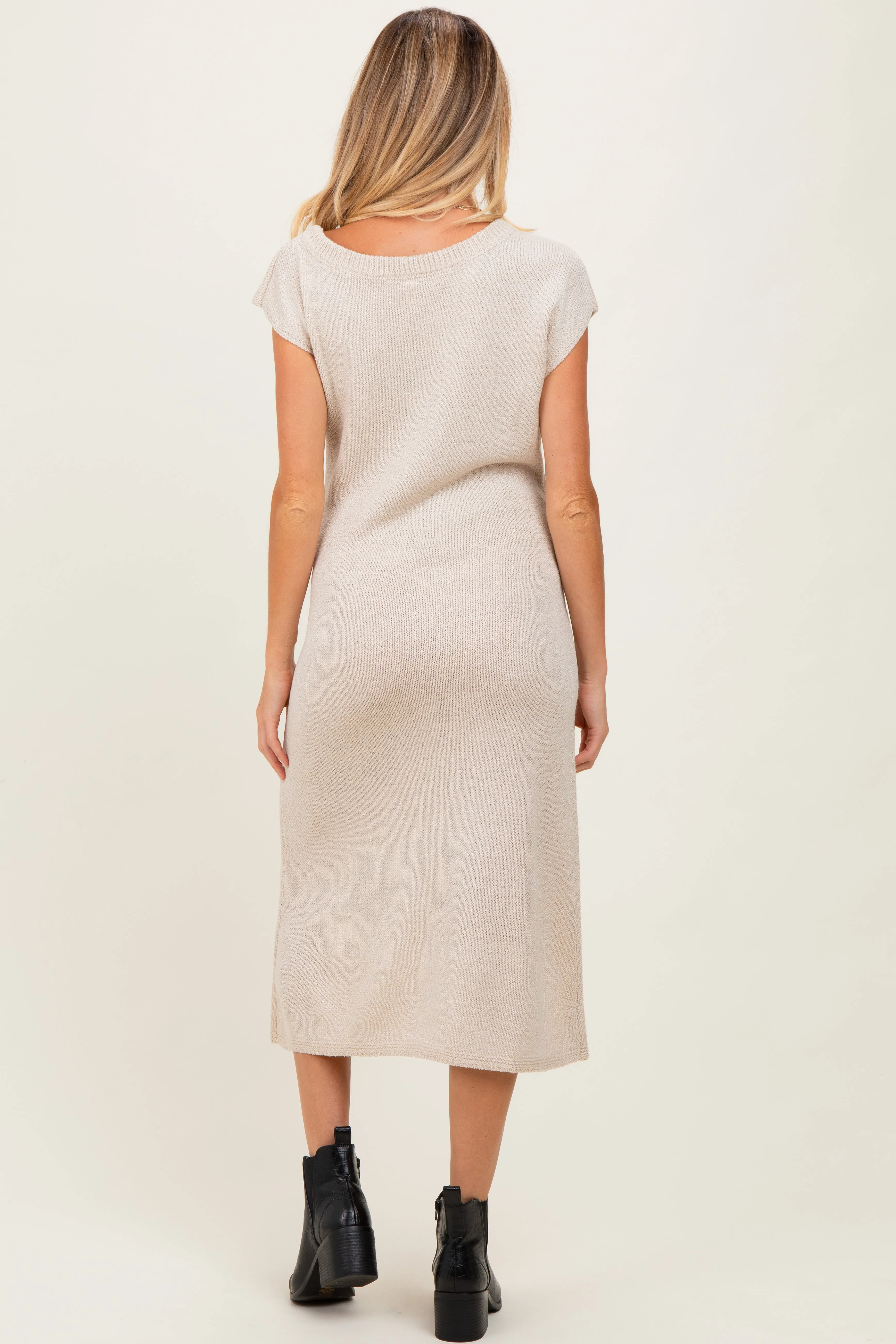 Cream Short Sleeve Maternity Maxi Sweater Dress sold by Pinkblush product image thumbnail 4
