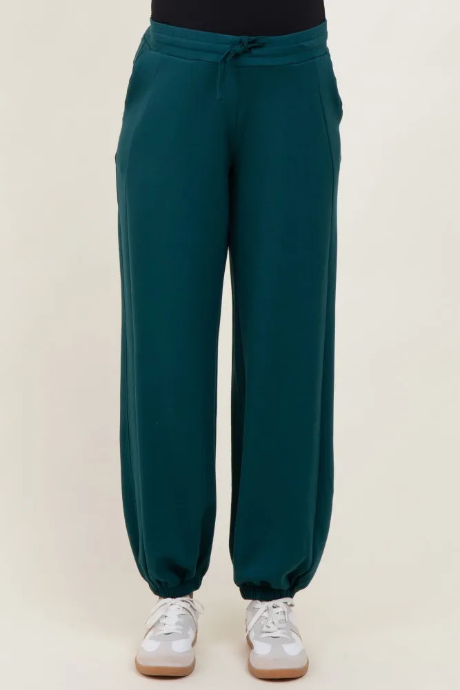 Green Scuba Drawstring Waist Relaxed Maternity Jogger Sweatpants sold by Pinkblush product image thumbnail 3