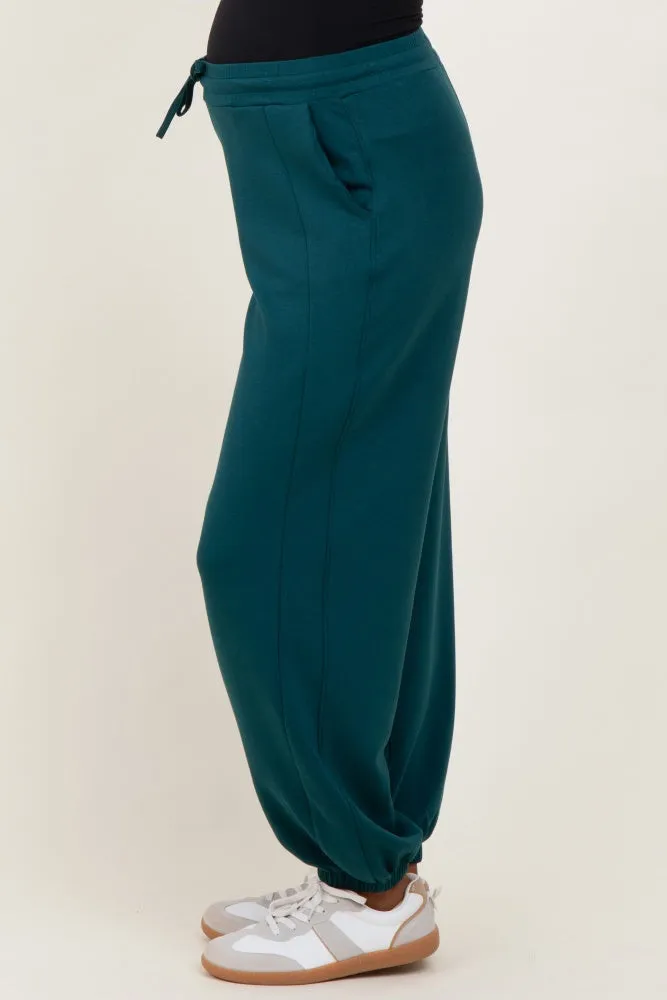 Green Scuba Drawstring Waist Relaxed Maternity Jogger Sweatpants sold by Pinkblush product image thumbnail 4