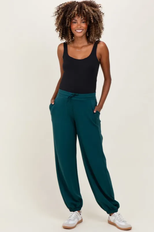 Green Scuba Drawstring Waist Relaxed Maternity Jogger Sweatpants sold by Pinkblush