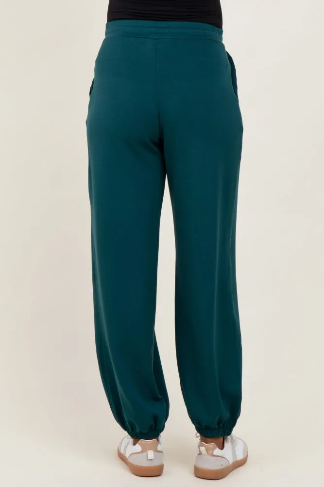 Green Scuba Drawstring Waist Relaxed Maternity Jogger Sweatpants sold by Pinkblush product image thumbnail 5