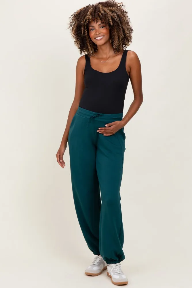 Green Scuba Drawstring Waist Relaxed Maternity Jogger Sweatpants sold by Pinkblush product image thumbnail 2