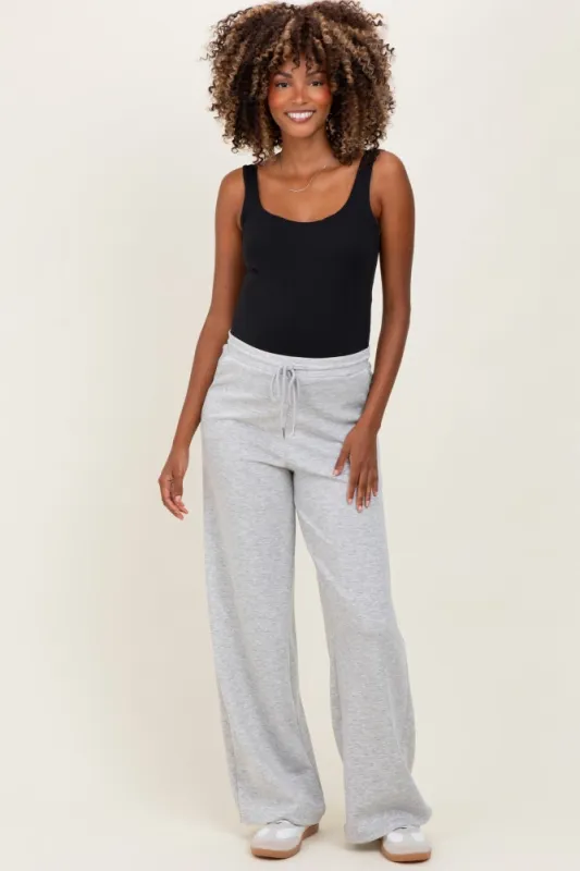Heather Grey Flowy Knit Drawstring Maternity Pants sold by Pinkblush