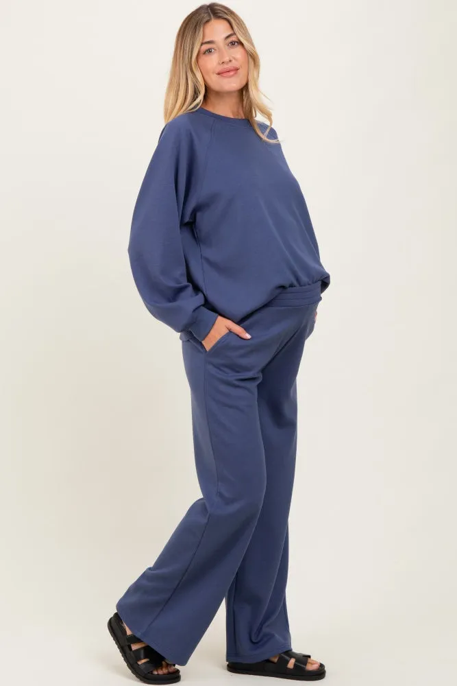 Blue Crewneck Pullover Pant Maternity Set sold by Pinkblush product image thumbnail 3