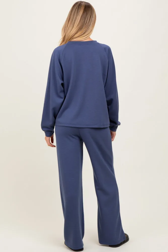 Blue Crewneck Pullover Pant Maternity Set sold by Pinkblush product image thumbnail 4
