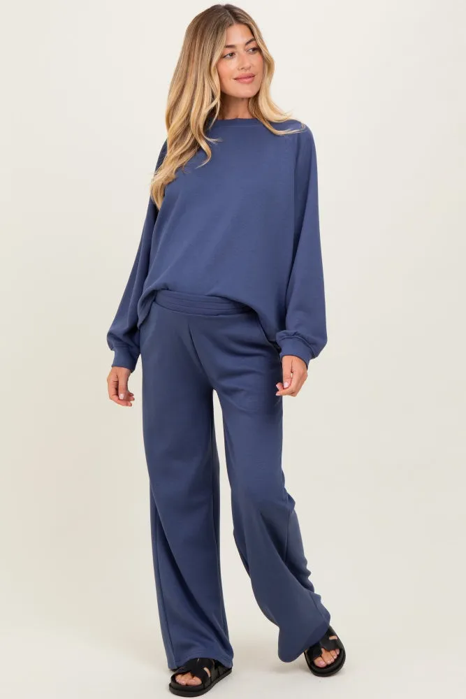 Blue Crewneck Pullover Pant Maternity Set sold by Pinkblush product image thumbnail 2