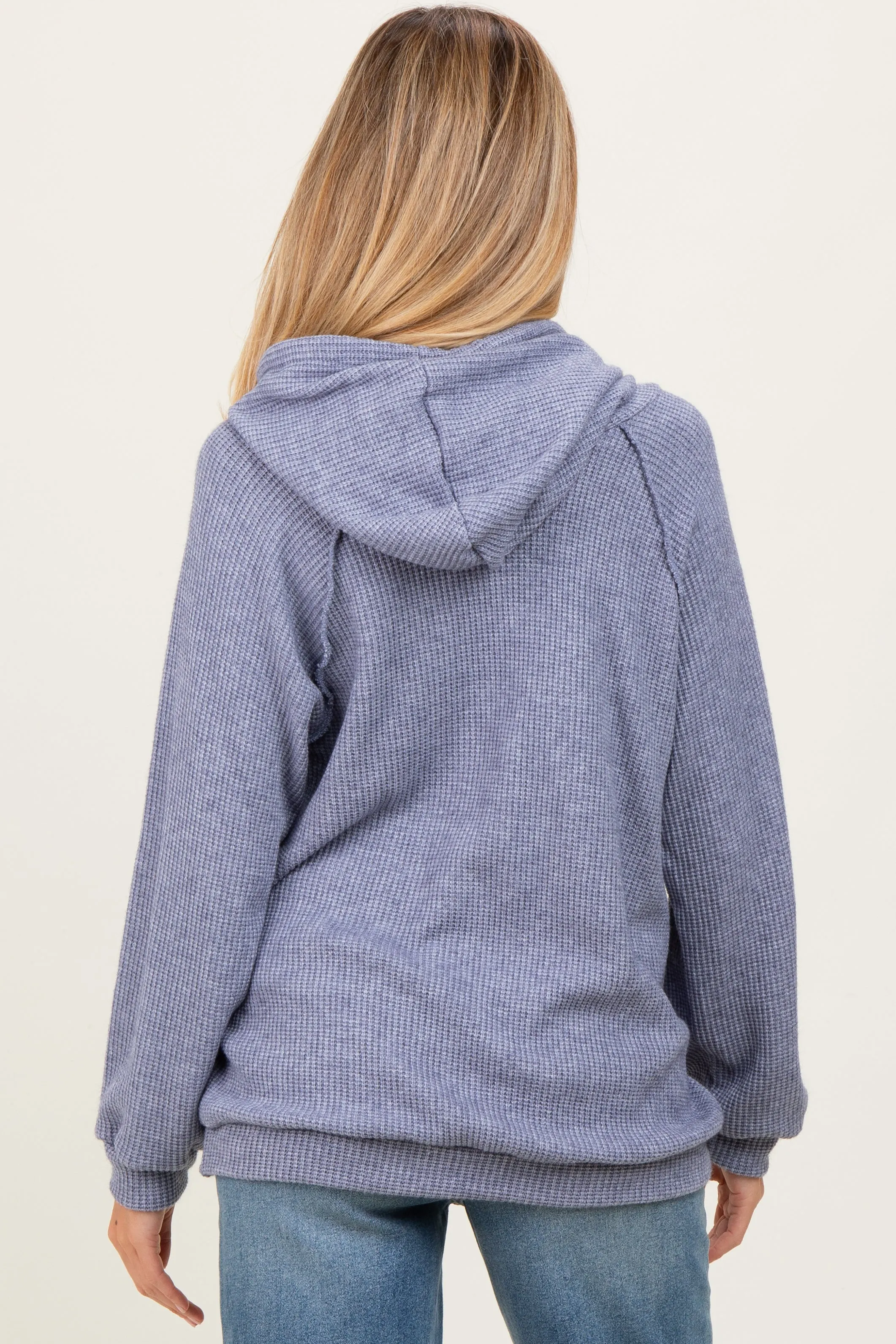 Denim Blue Long Sleeve Solid Maternity Hoodie Top sold by Pinkblush product image thumbnail 4