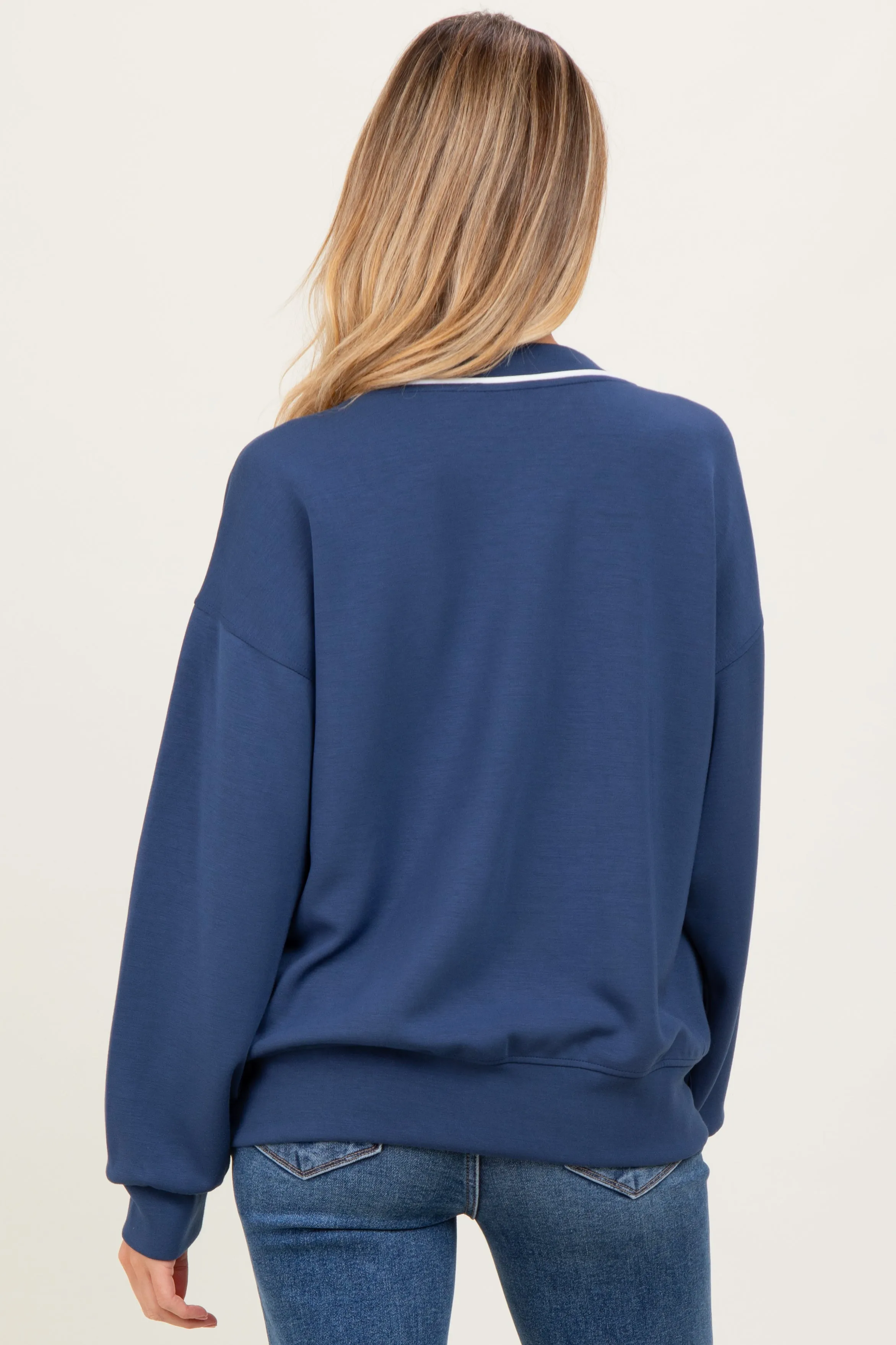 Navy V-Neck Maternity Sweatshirt sold by Pinkblush product image thumbnail 4