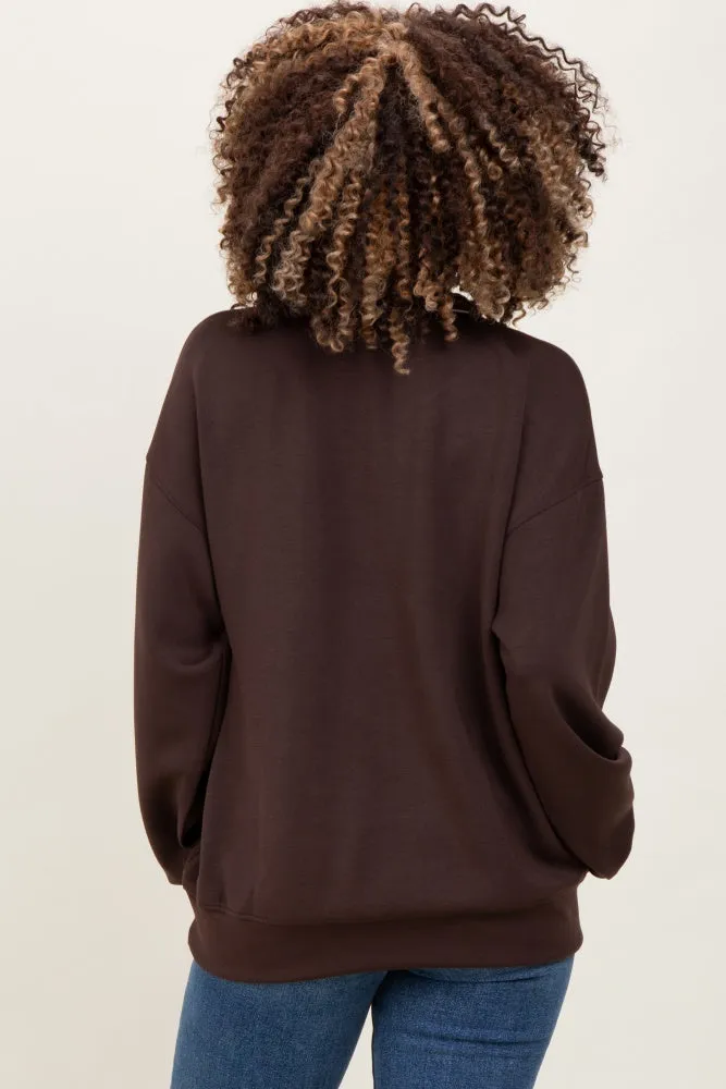 Brown V-Neck Maternity Sweatshirt sold by Pinkblush product image thumbnail 3