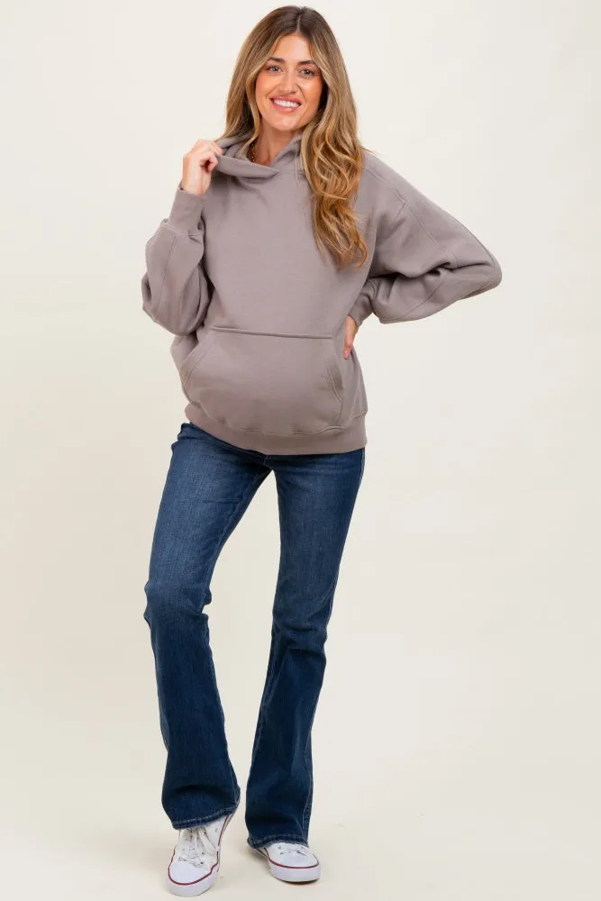Taupe Fleece Oversized Maternity Hoodie sold by Pinkblush product image thumbnail 2