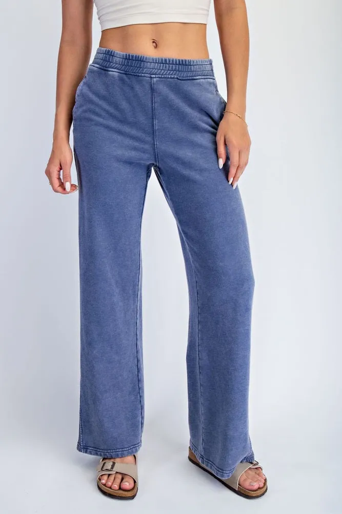 Light Navy Mineral Wash Waffle Knit Contrast Lounge Pants sold by Pinkblush product image thumbnail 2