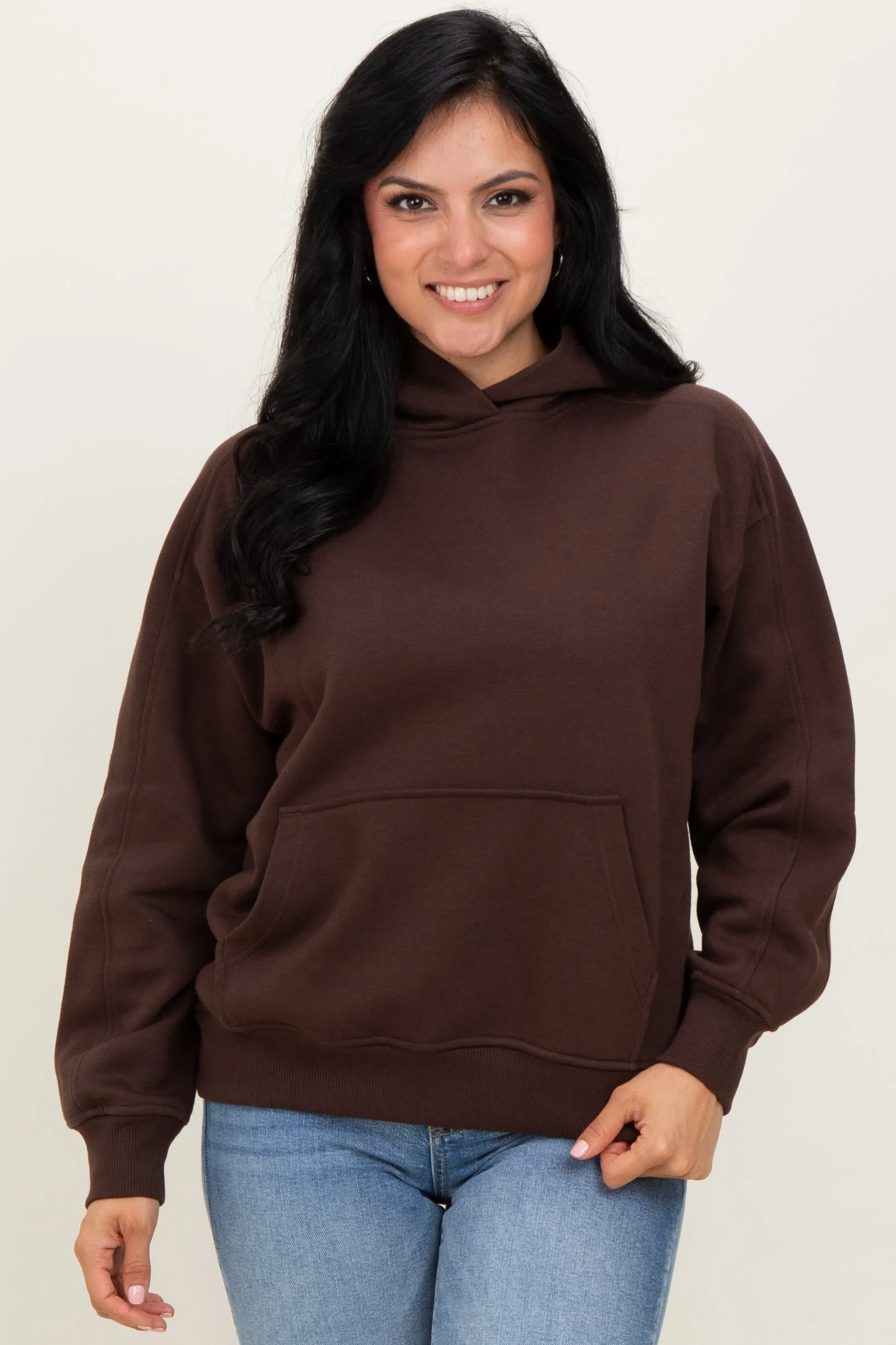 Brown Fleece Oversized Maternity Hoodie sold by Pinkblush product image thumbnail 5