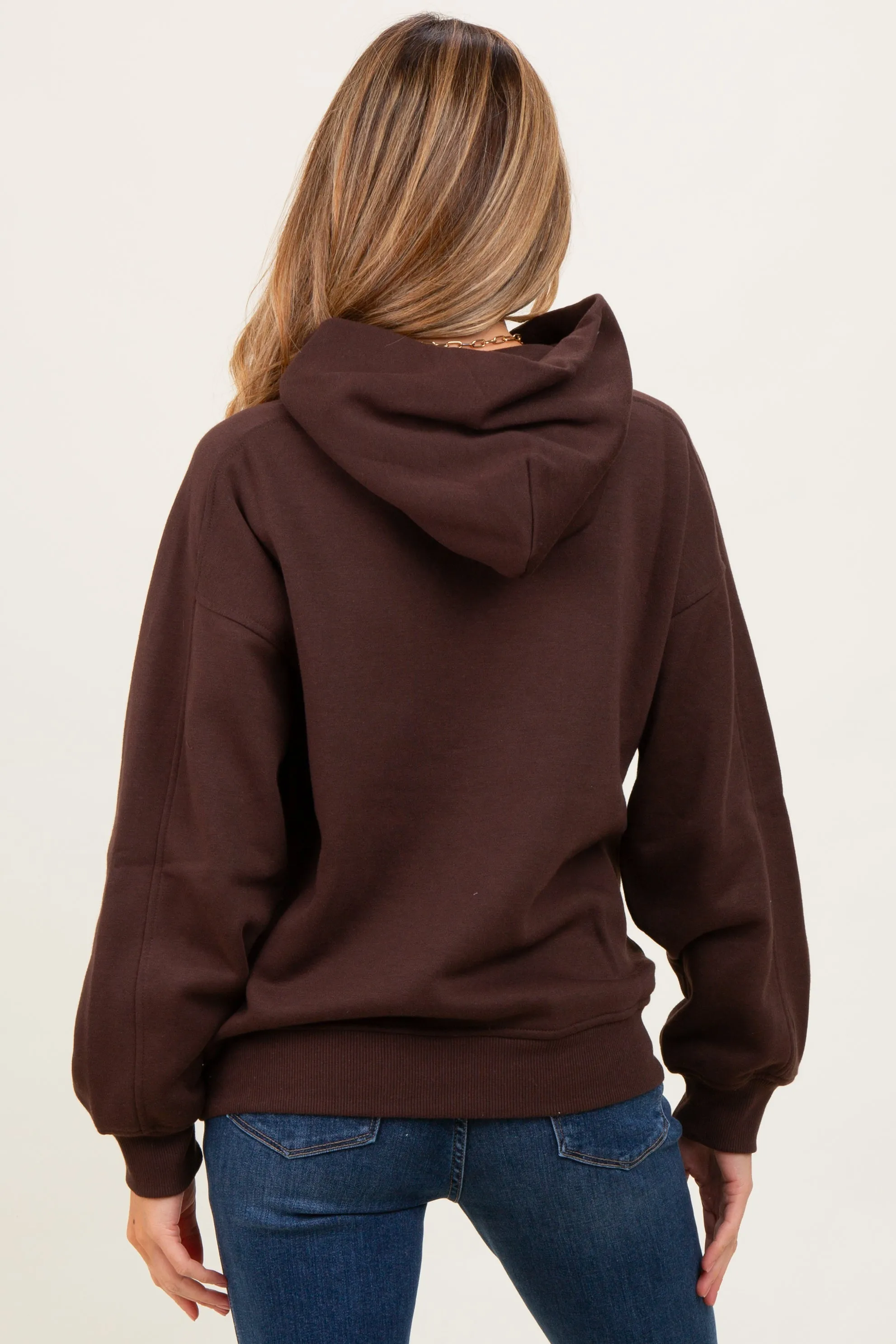 Brown Fleece Oversized Maternity Hoodie sold by Pinkblush product image thumbnail 4