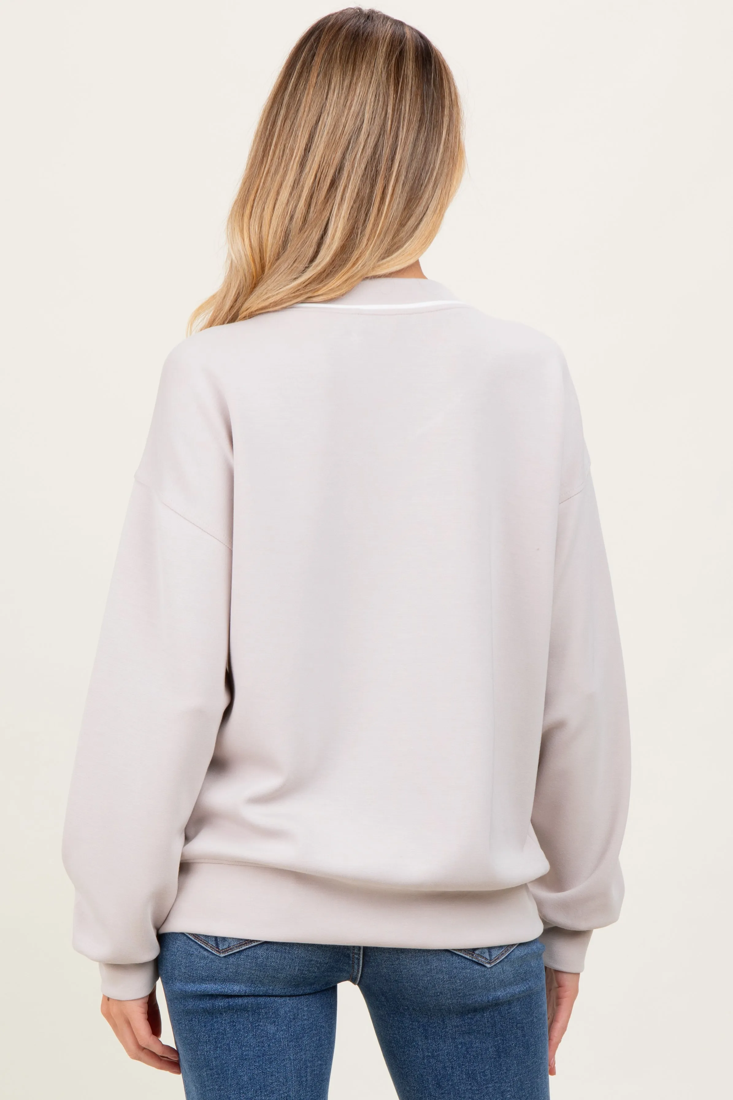 Beige V-Neck Maternity Sweatshirt sold by Pinkblush product image thumbnail 4