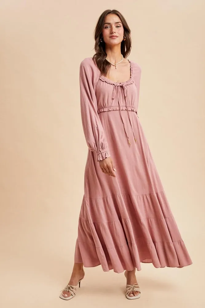 Mauve Ruffled Fit And Flare Maternity Maxi Dress sold by Pinkblush product image thumbnail 4