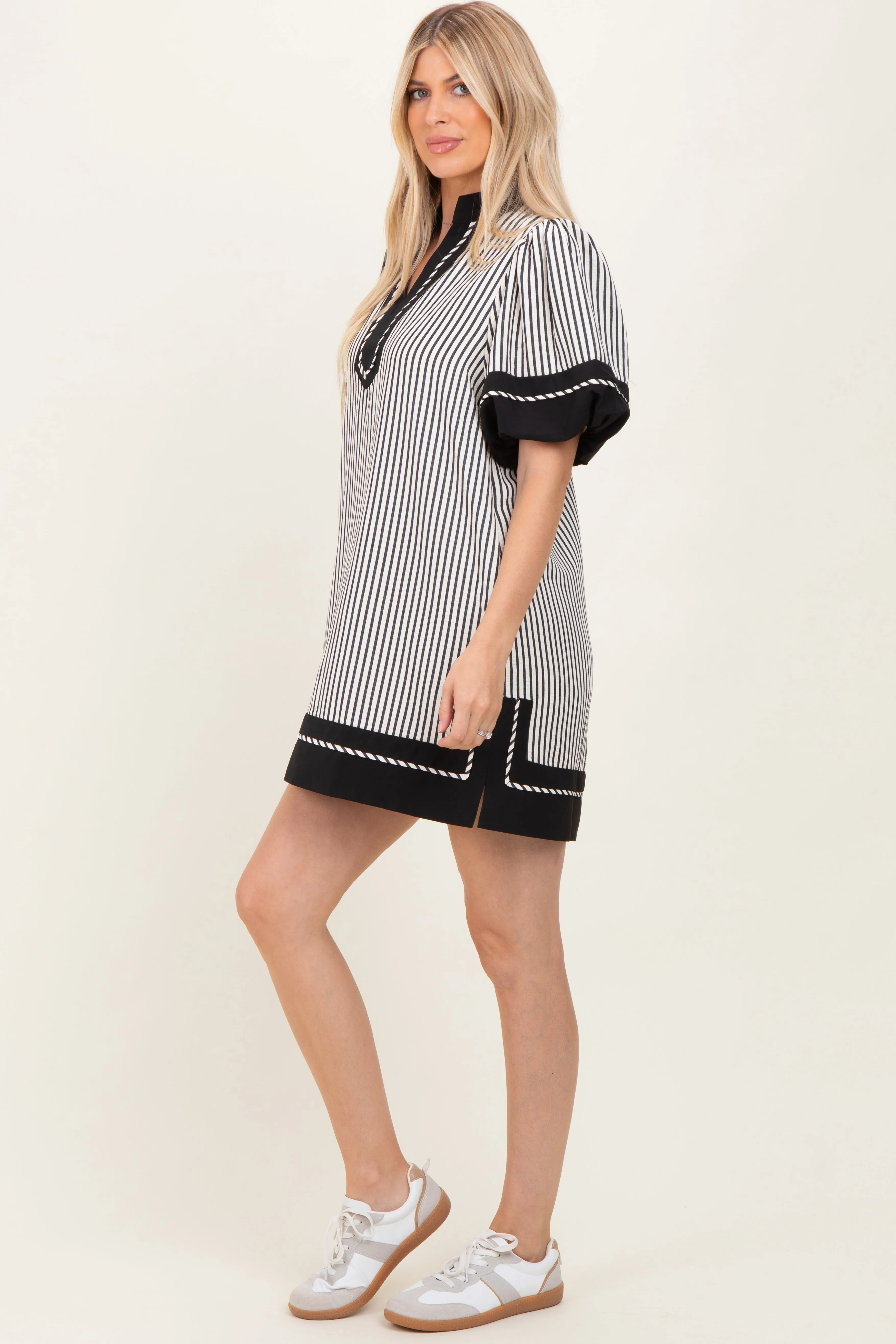 Black Striped Contrast Border Mini Dress sold by Pinkblush product image thumbnail 2