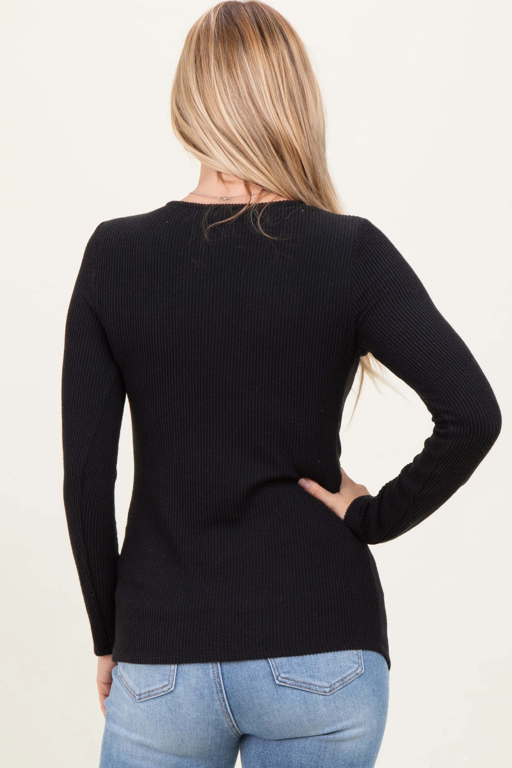 Black Sweetheart Ribbed Long Sleeve Top sold by Pinkblush product image thumbnail 3