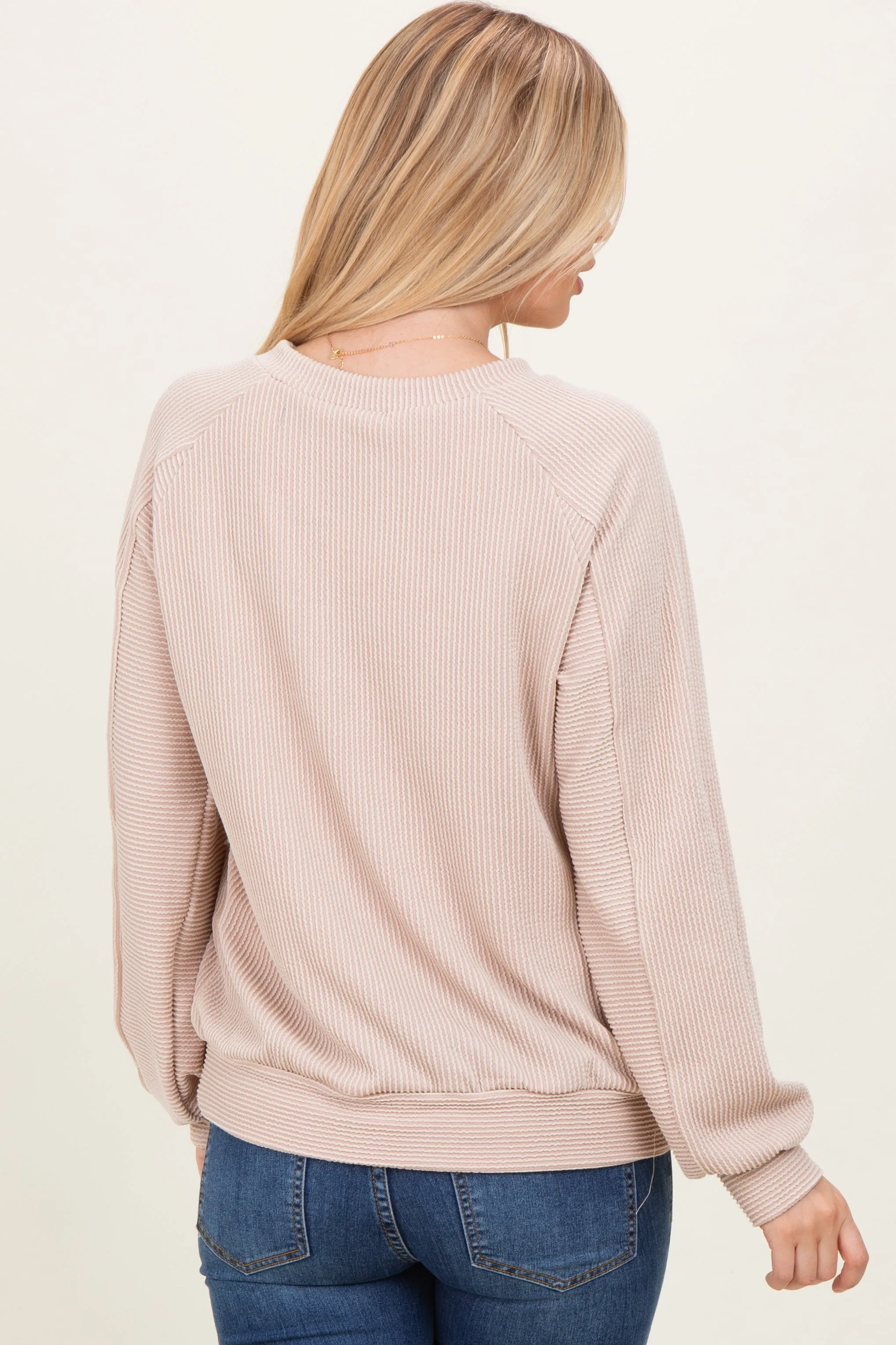 Cream Textured Rib Knit Pullover sold by Pinkblush product image thumbnail 4