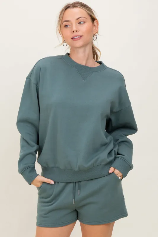 Jade Fleece Sweatshirt Shorts Set sold by Pinkblush