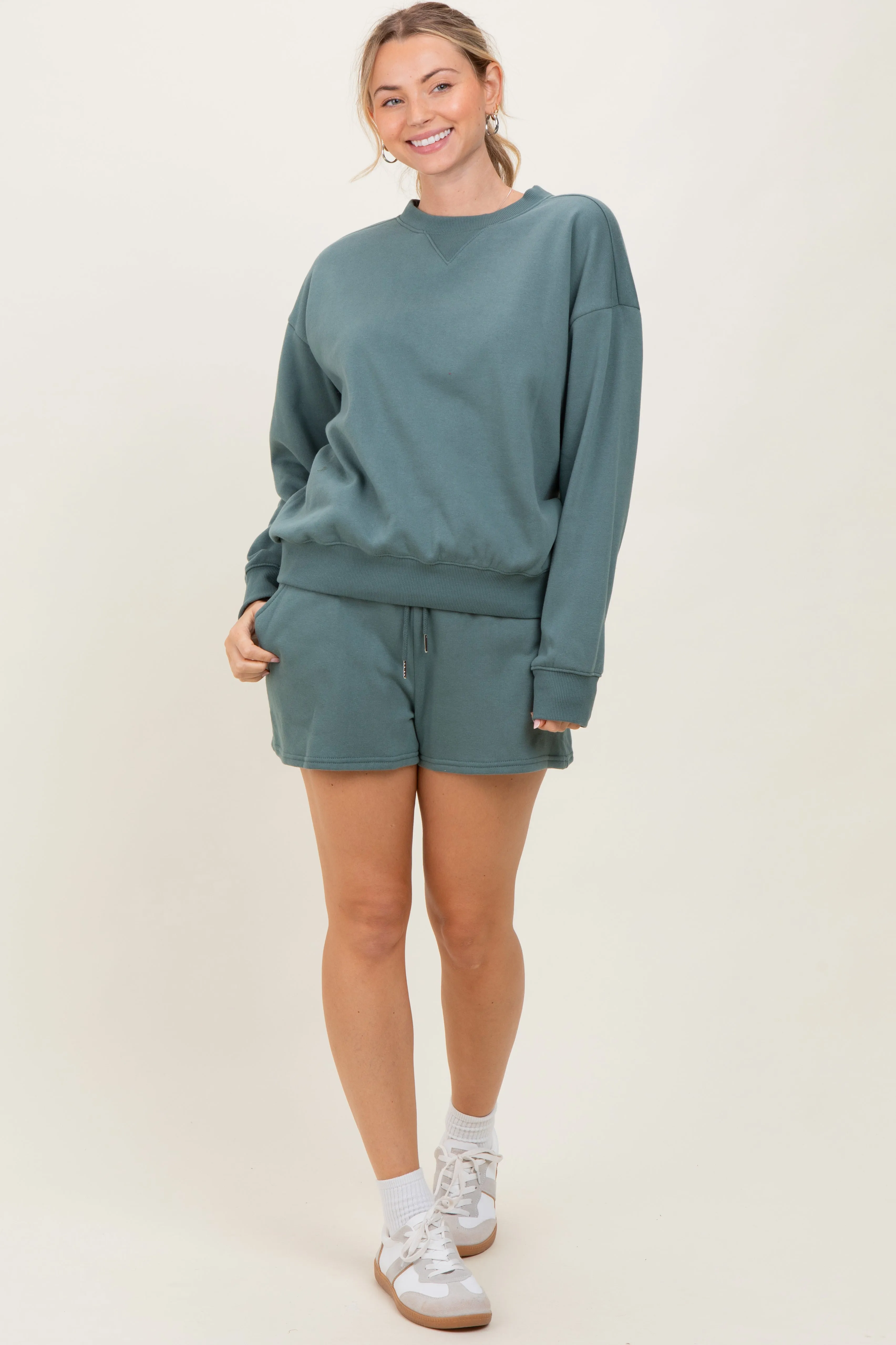 Jade Fleece Sweatshirt Shorts Set sold by Pinkblush product image thumbnail 2