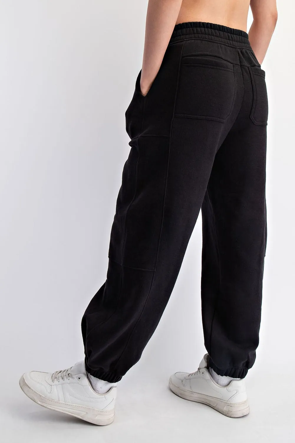 Black Multi Seam Fleece Sweatpants sold by Pinkblush product image thumbnail 3