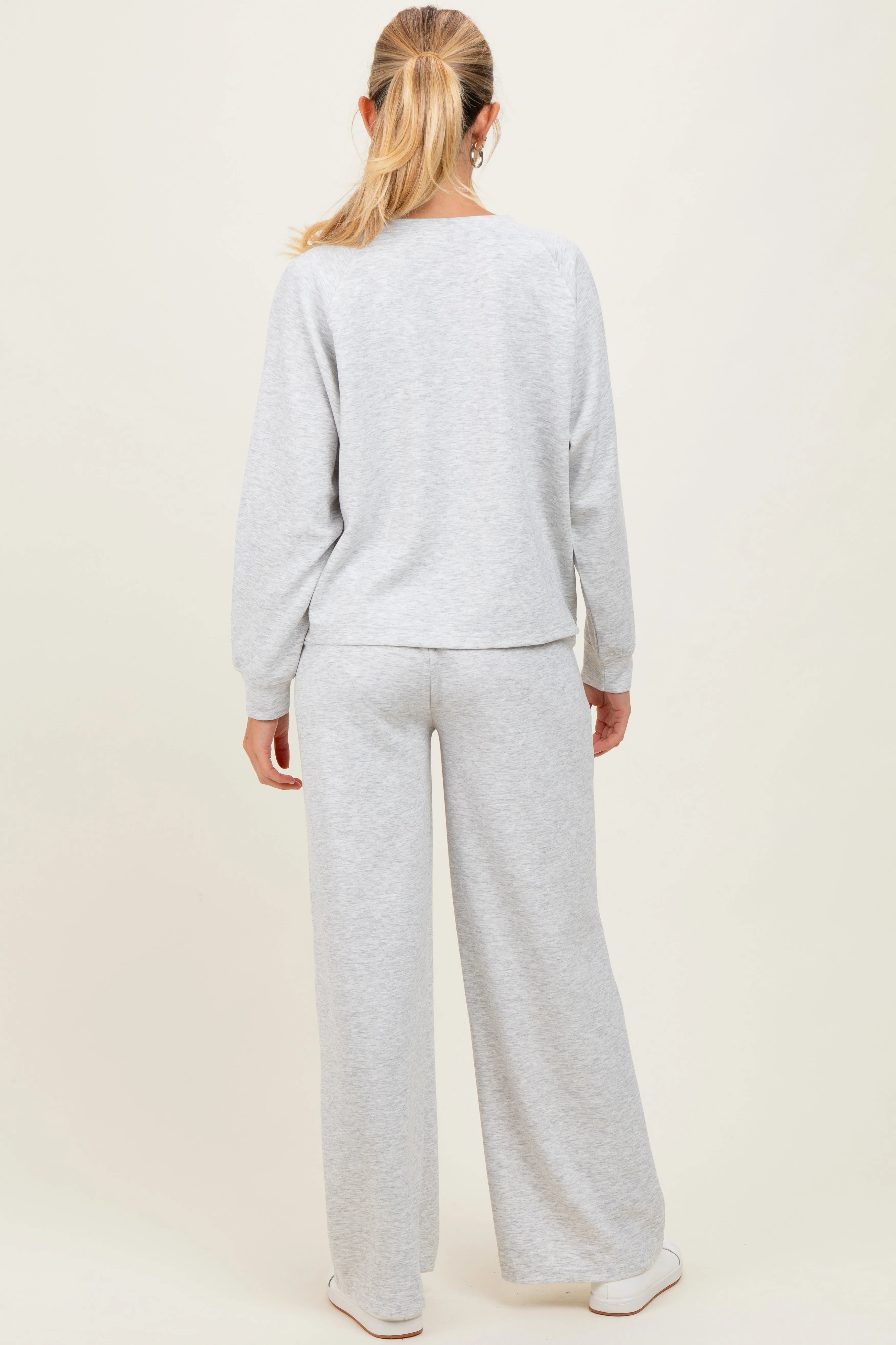 Heather Grey Crewneck Pullover Pant Maternity Set sold by Pinkblush product image thumbnail 3