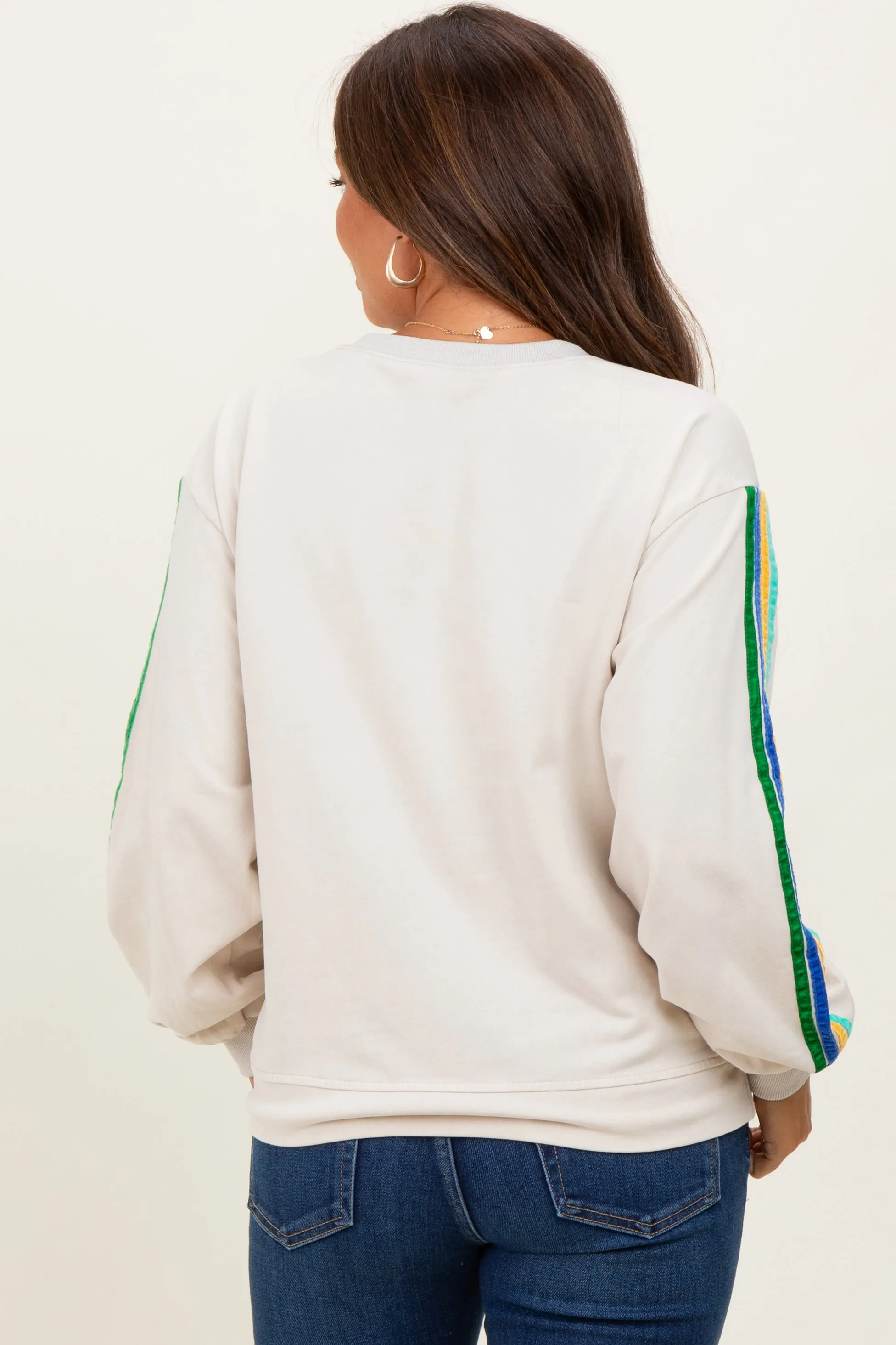 Taupe Mineral Wash Velvet Stripe Detail Maternity Sweatshirt sold by Pinkblush product image thumbnail 4