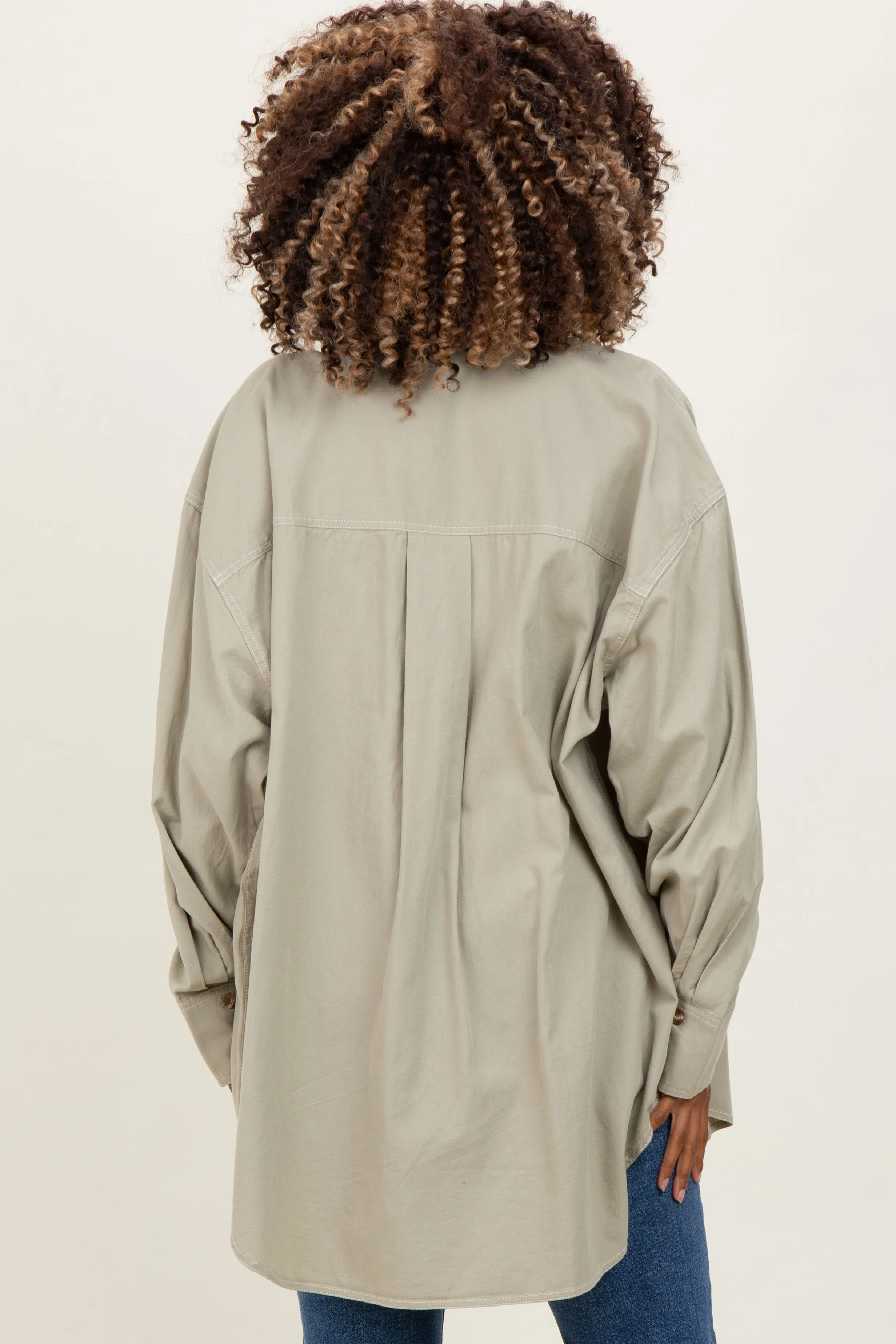 Light Olive Chambray Button Down Maternity Top sold by Pinkblush product image thumbnail 4