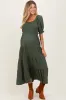Olive Smocked Tiered Maternity Maxi Dress sold by Pinkblush