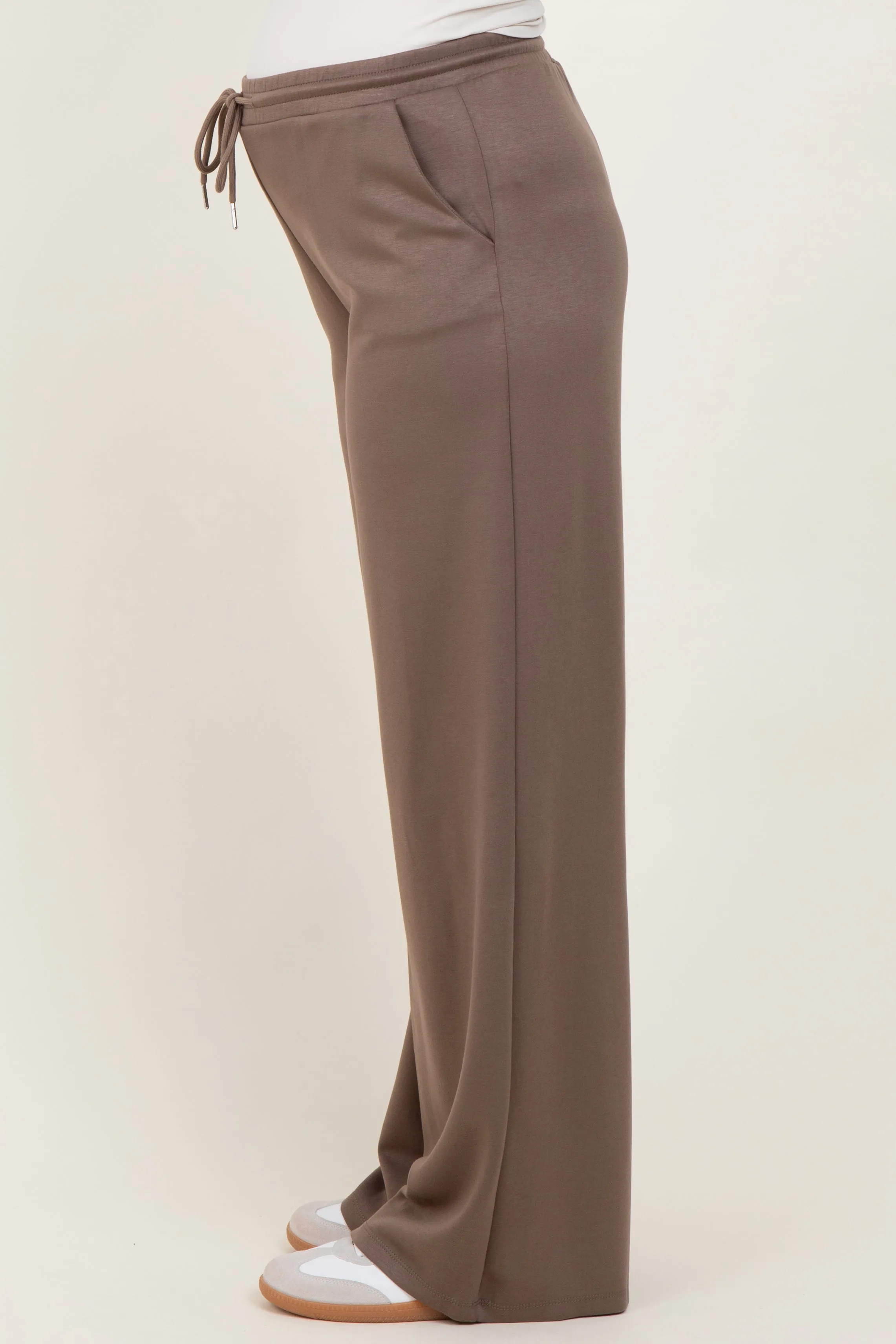 Mocha Flowy Knit Drawstring Maternity Pants sold by Pinkblush product image thumbnail 3