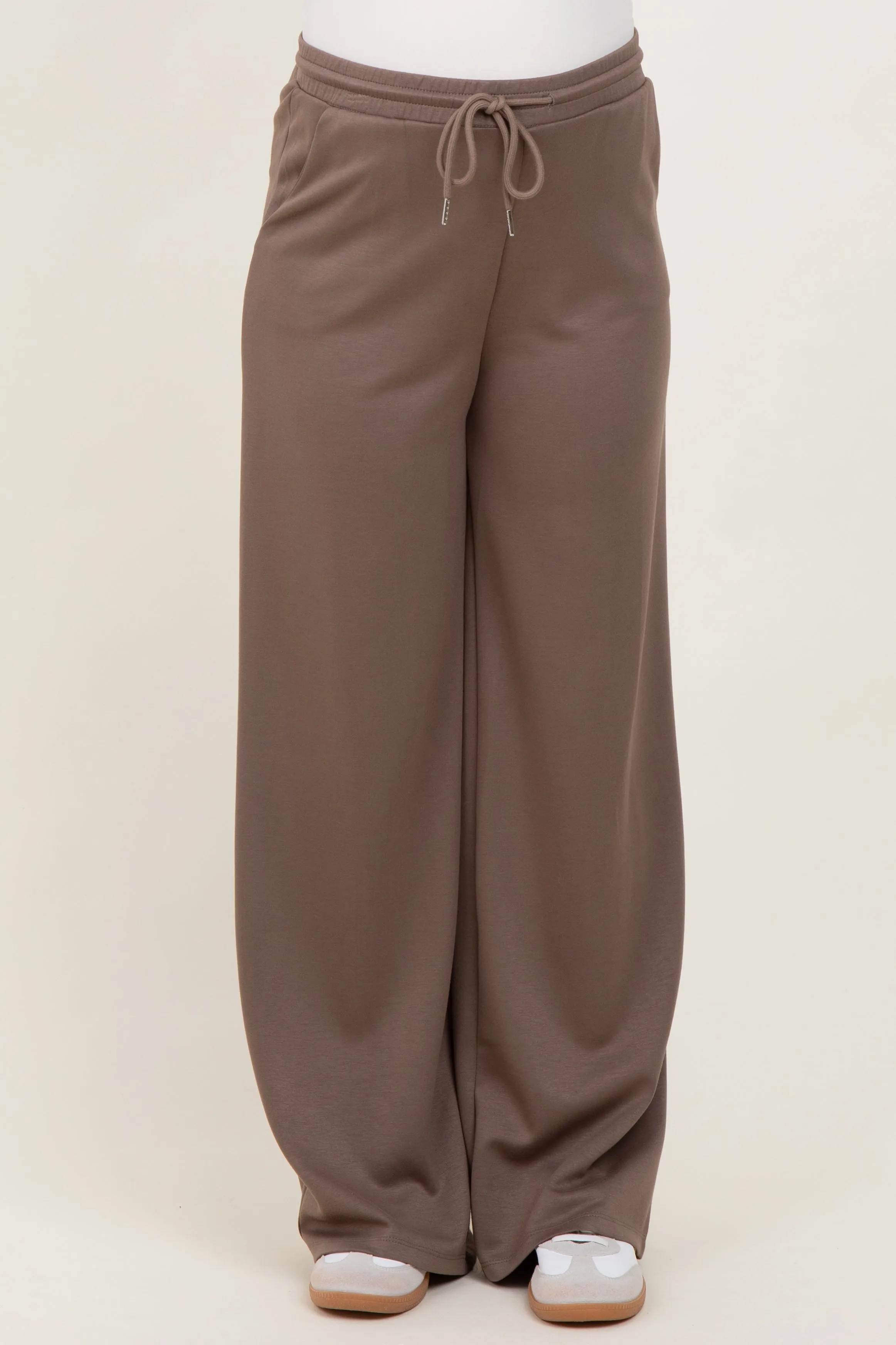 Mocha Flowy Knit Drawstring Maternity Pants sold by Pinkblush product image thumbnail 2