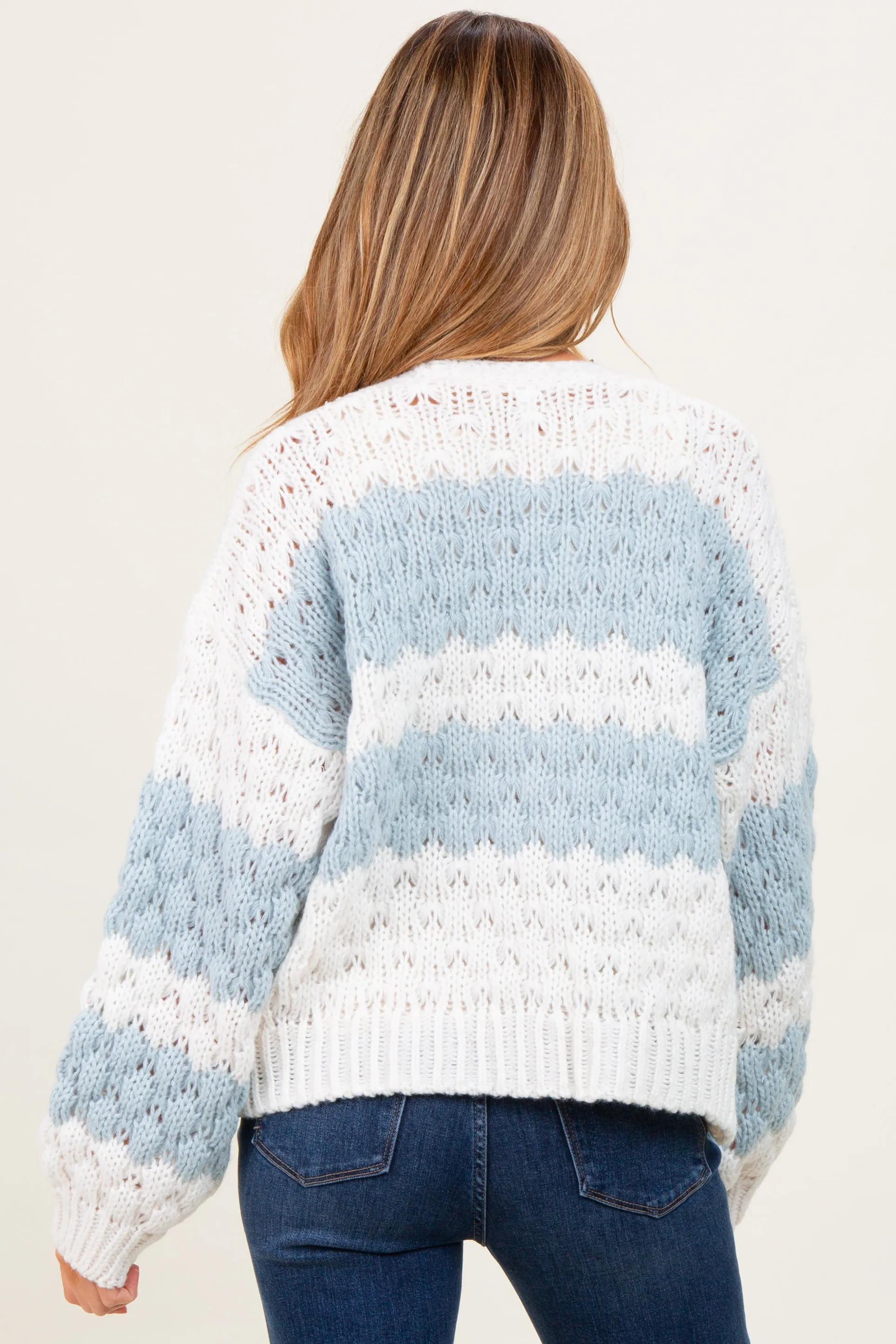 Light Olive Colorblock Chunky Knit Open Maternity Cardigan sold by Pinkblush product image thumbnail 4