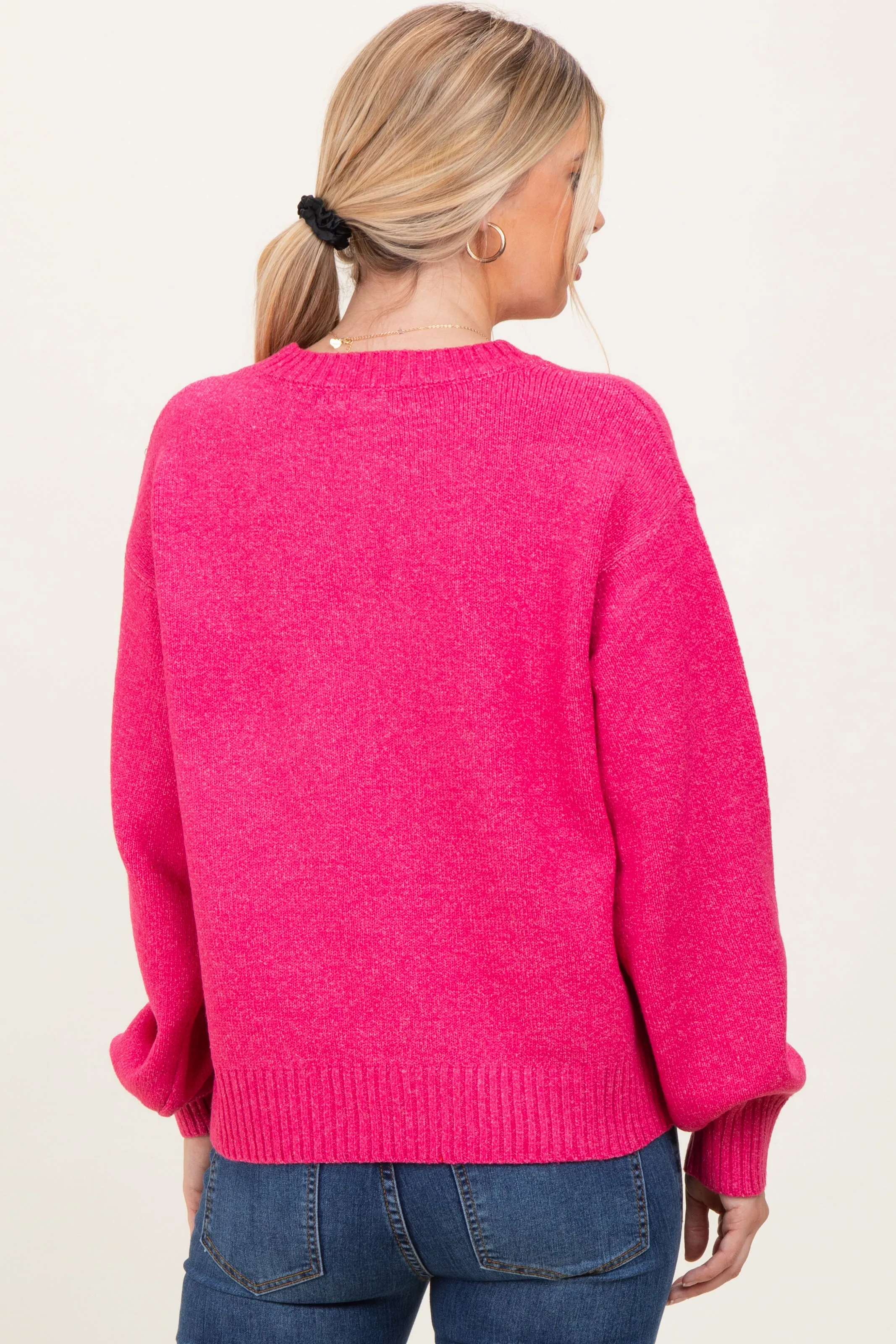 Fuchsia Chunky Knit Oversized Sweater sold by Pinkblush product image thumbnail 4