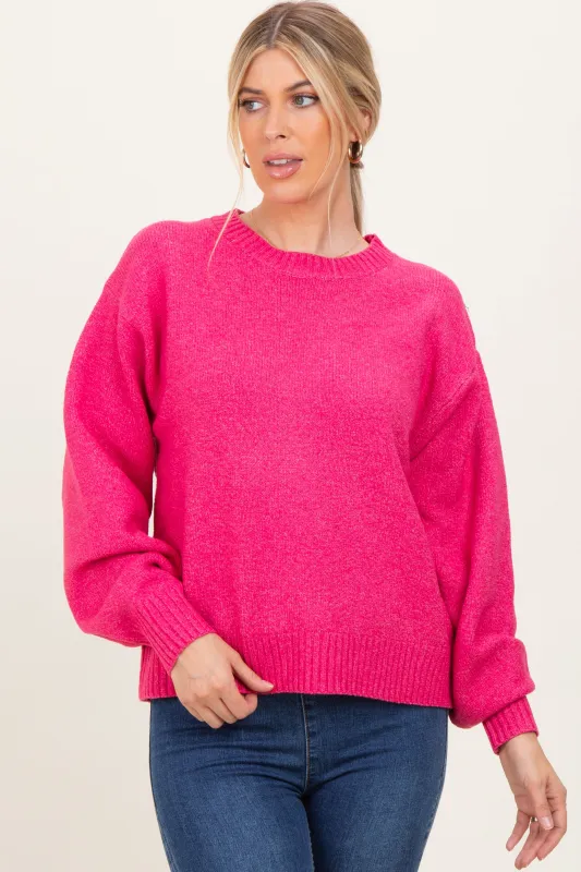 Fuchsia Chunky Knit Oversized Sweater sold by Pinkblush