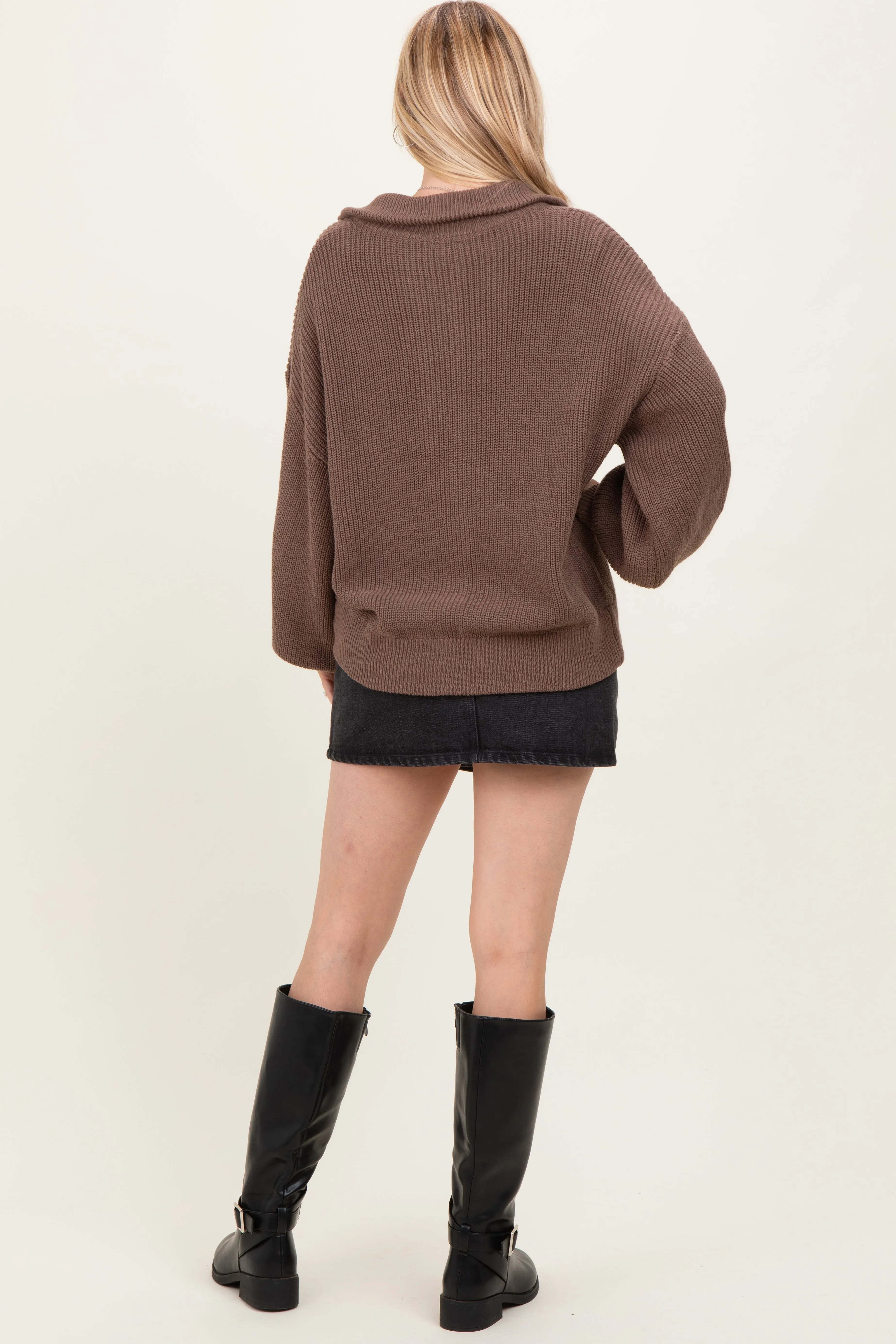 Light Mocha Oversized Zip Up Cardigan sold by Pinkblush product image thumbnail 4