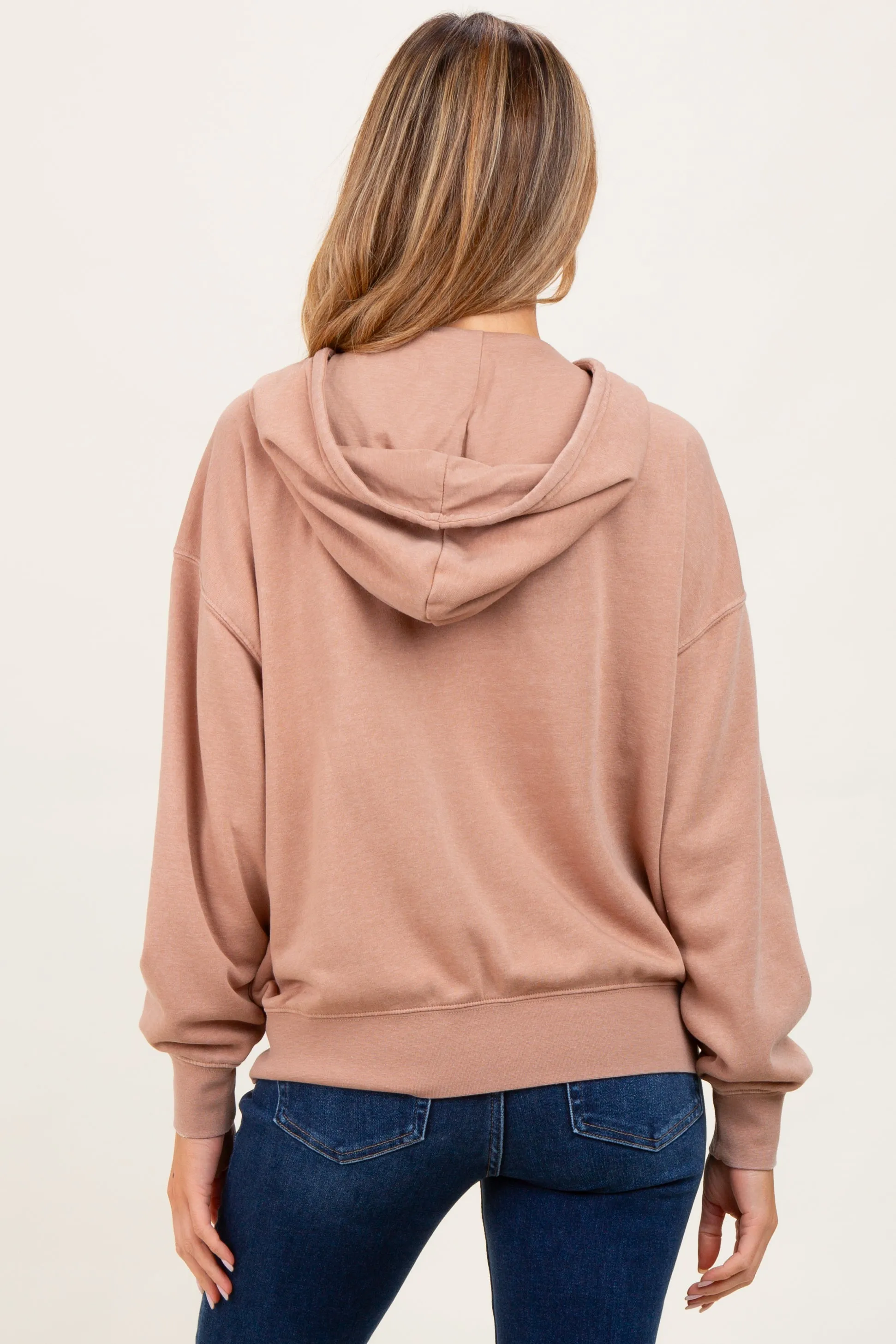 Beige Drop Shoulder Long Sleeve Oversized Maternity Hoodie sold by Pinkblush product image thumbnail 4