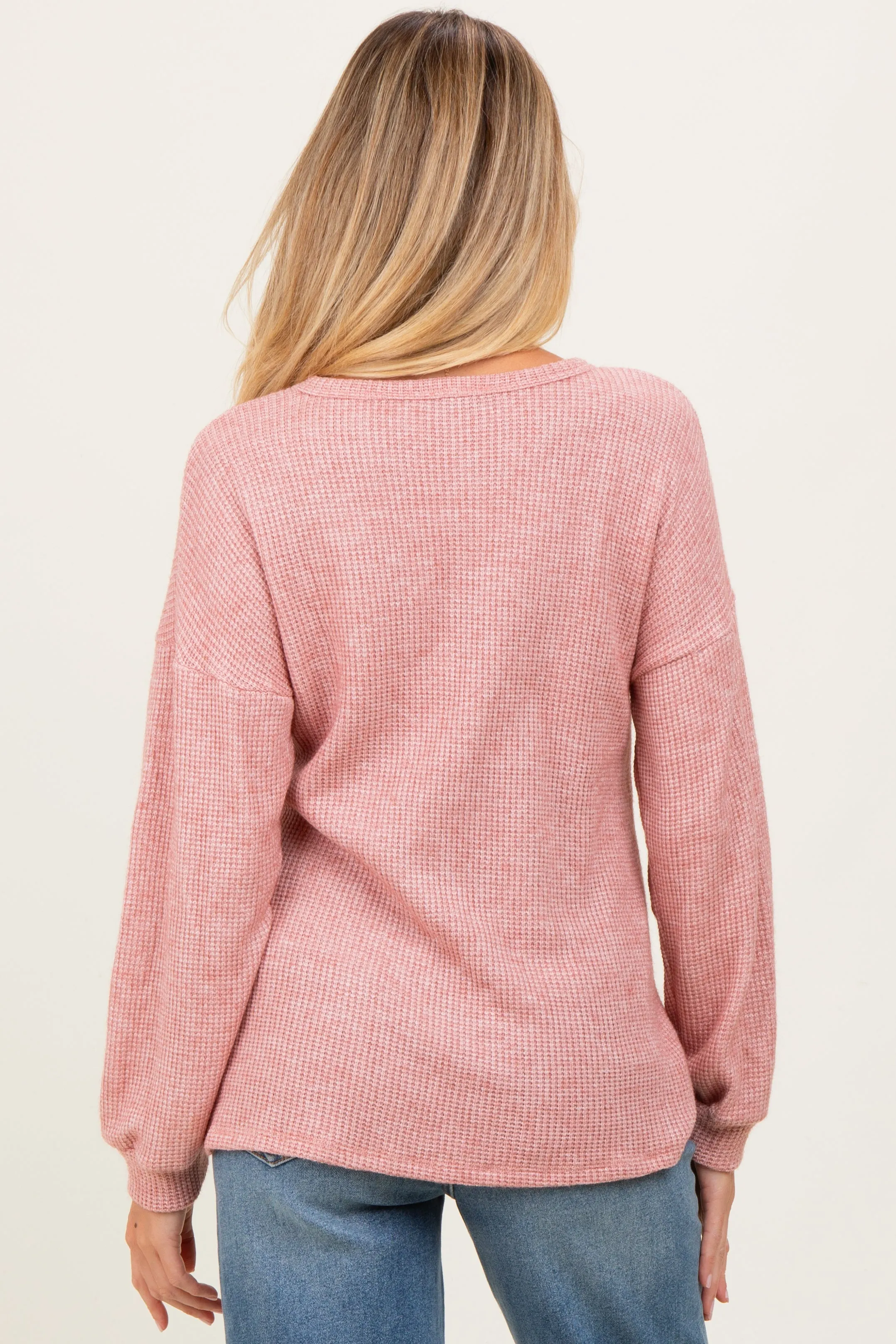 Mauve Puff Sleeve Solid Maternity Sweater Top sold by Pinkblush product image thumbnail 3