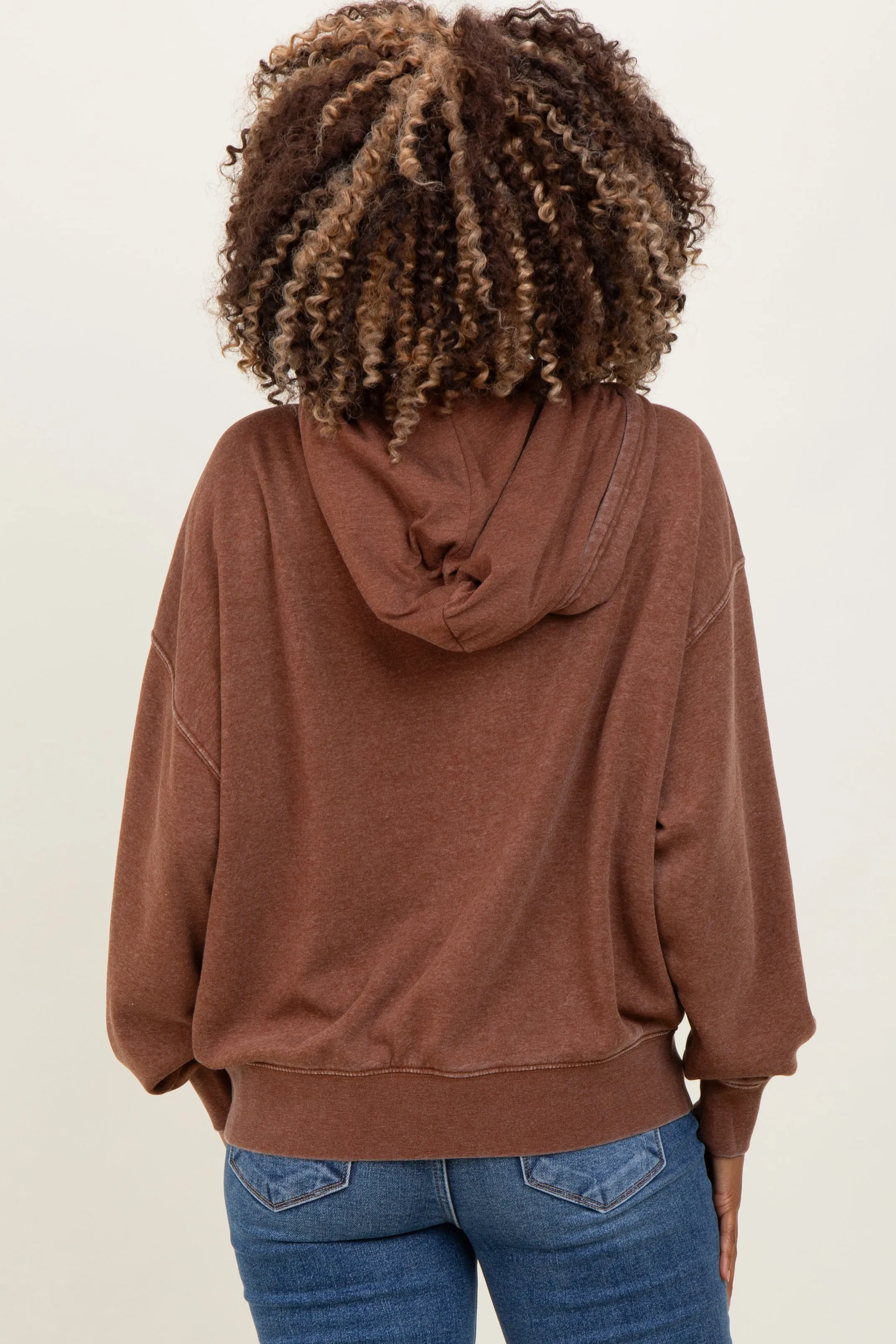 Camel Drop Shoulder Long Sleeve Oversized Maternity Hoodie sold by Pinkblush product image thumbnail 3