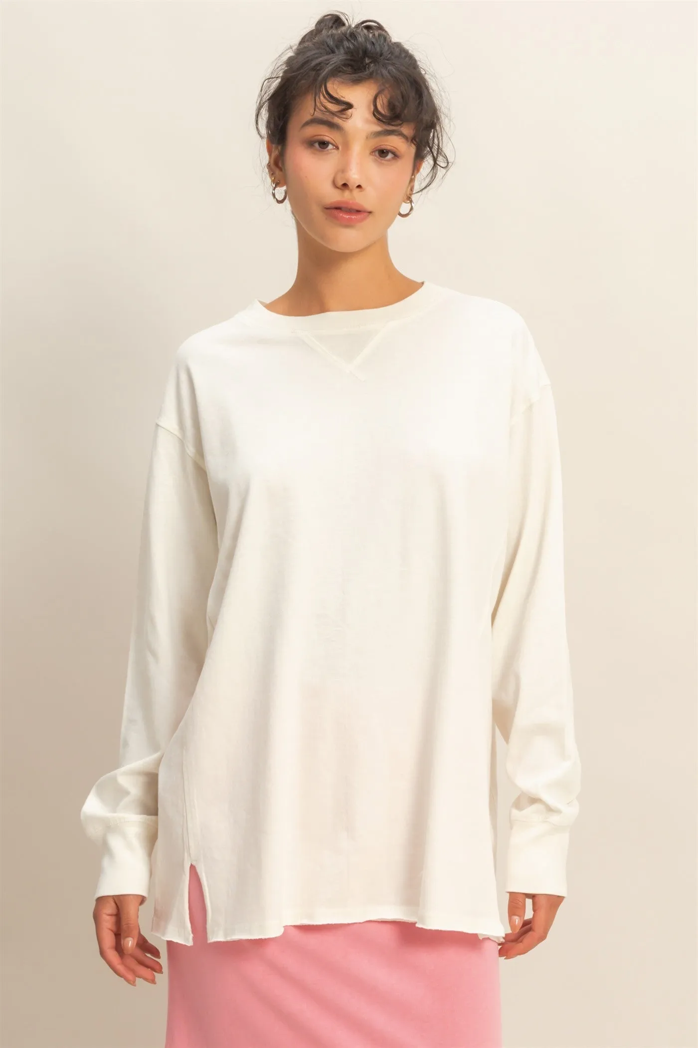 Cream Mineral Washed Drop Shoulder Long Sleeve Maternity Top sold by Pinkblush product image thumbnail 5