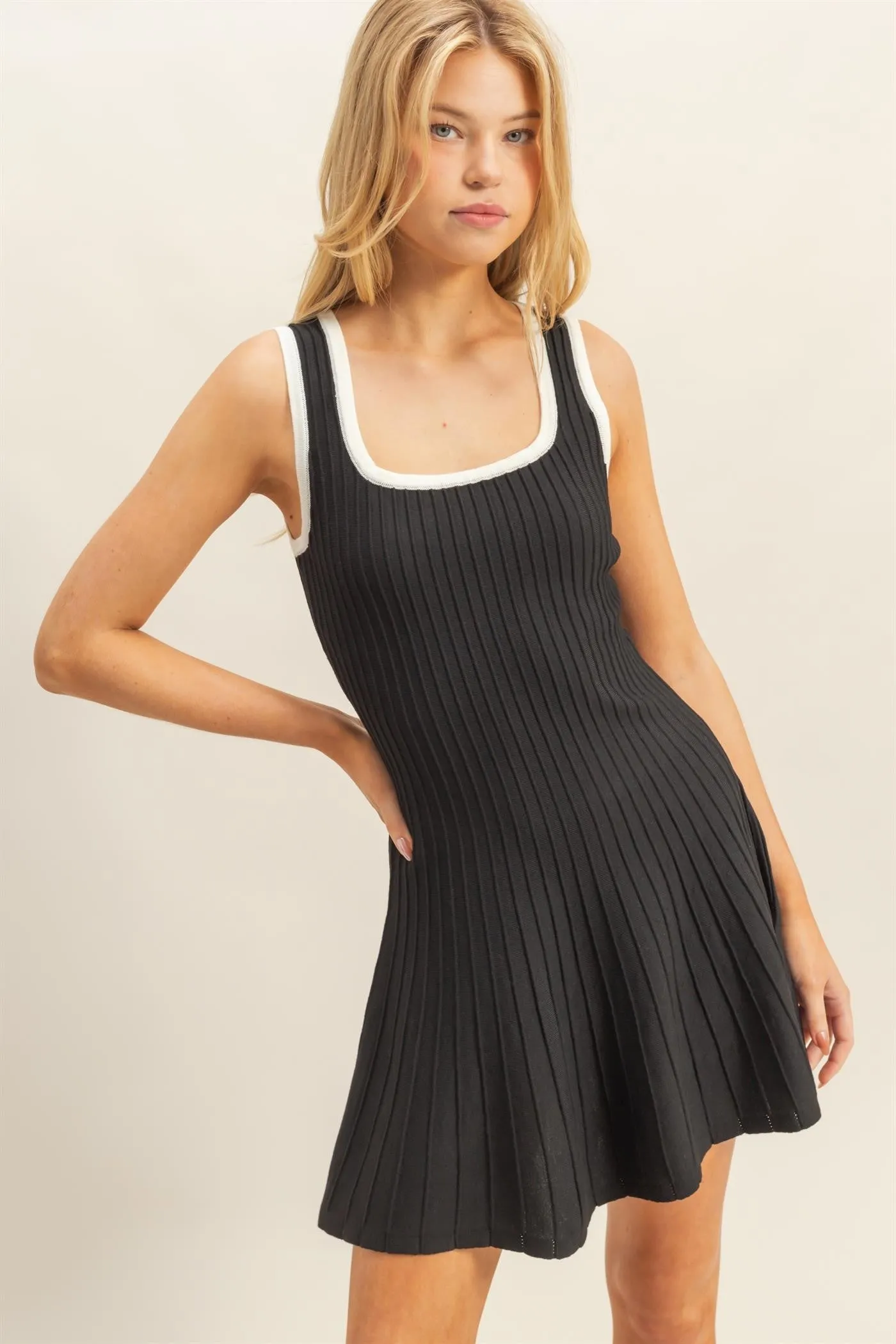 Black Sleeveless Ribbed Flare Maternity Dress sold by Pinkblush product image thumbnail 5