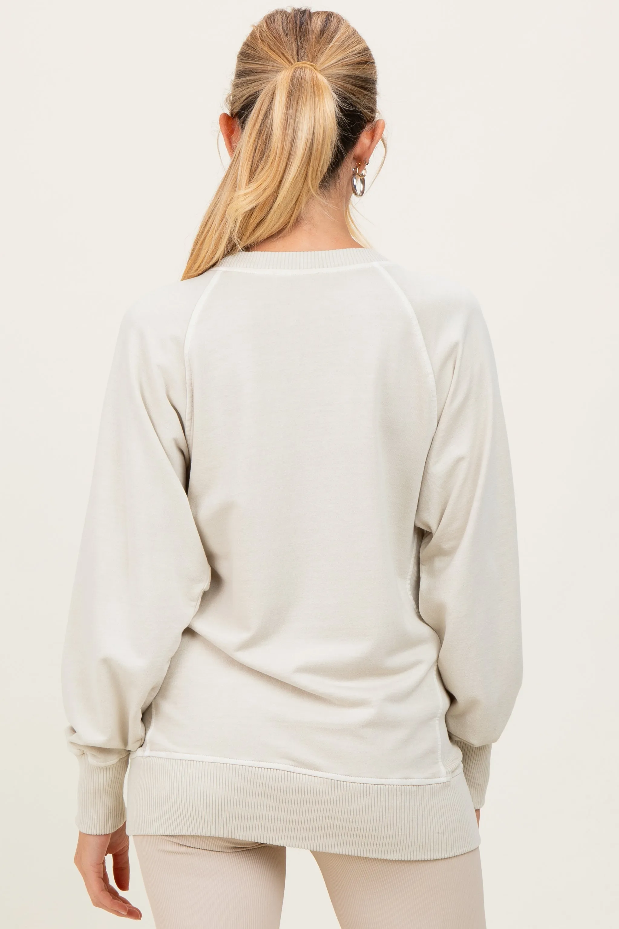 Cream Vintage Wash French Terry Maternity Pullover sold by Pinkblush product image thumbnail 4