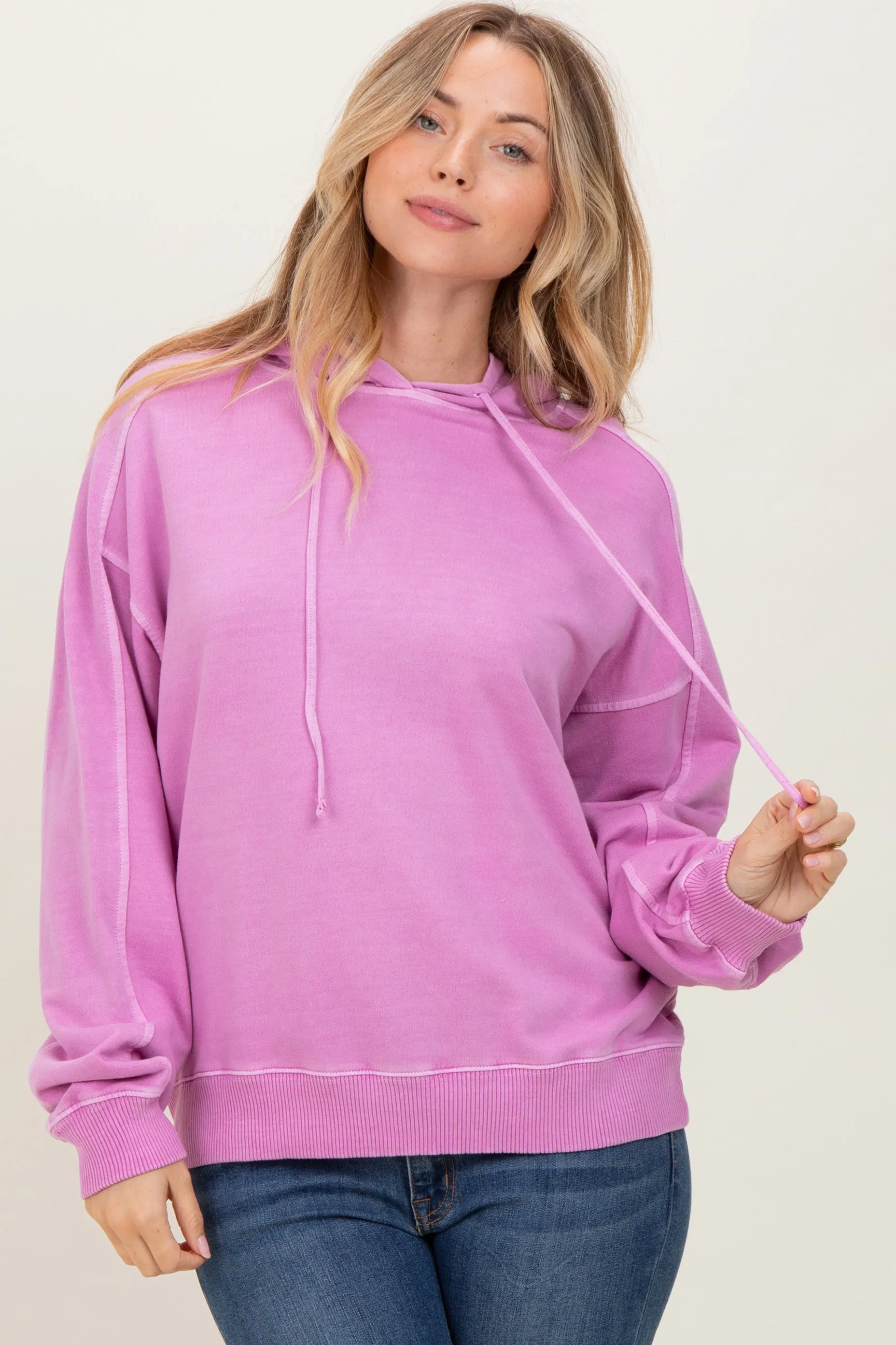 Pink French Terry Hooded Maternity Sweatshirt sold by Pinkblush product image thumbnail 5