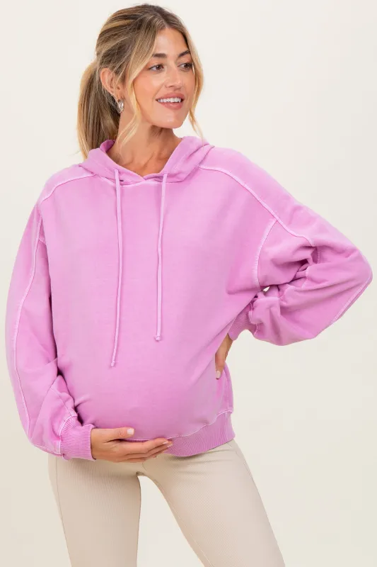 Pink French Terry Hooded Maternity Sweatshirt sold by Pinkblush