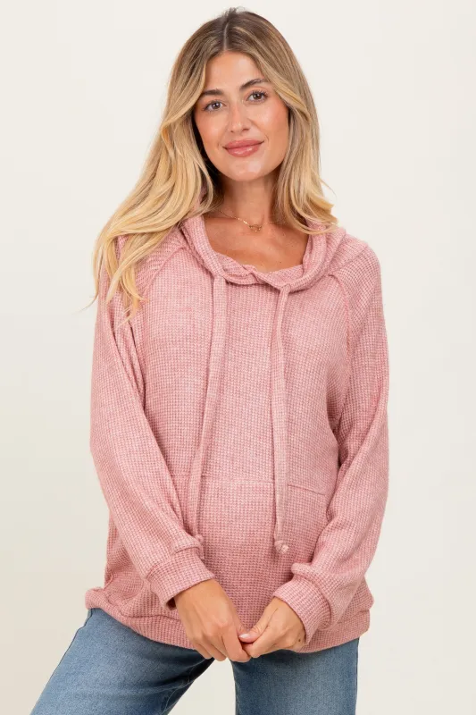 Mauve Long Sleeve Solid Maternity Hoodie Top sold by Pinkblush