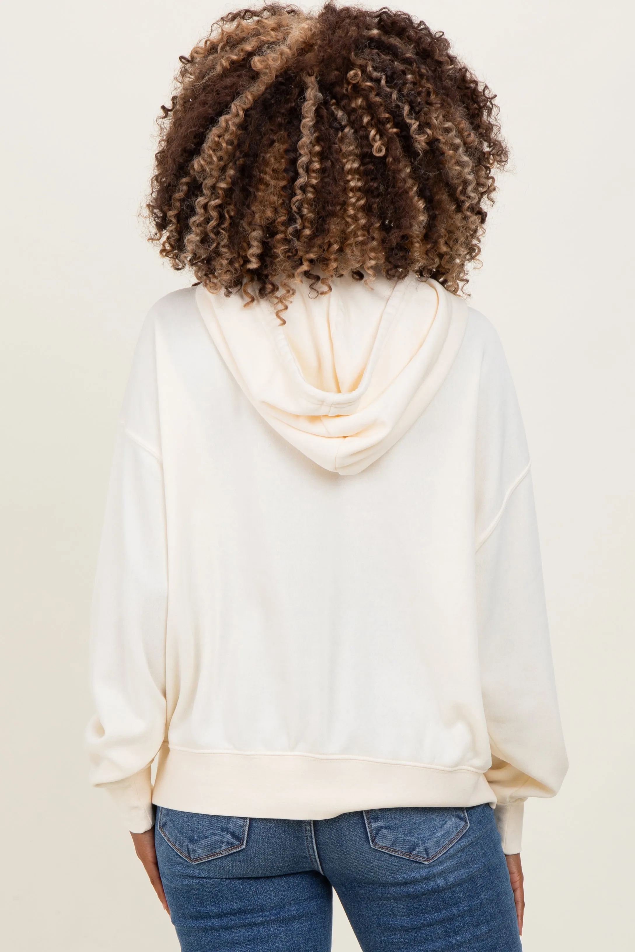 Cream Drop Shoulder Long Sleeve Oversized Maternity Hoodie sold by Pinkblush product image thumbnail 3