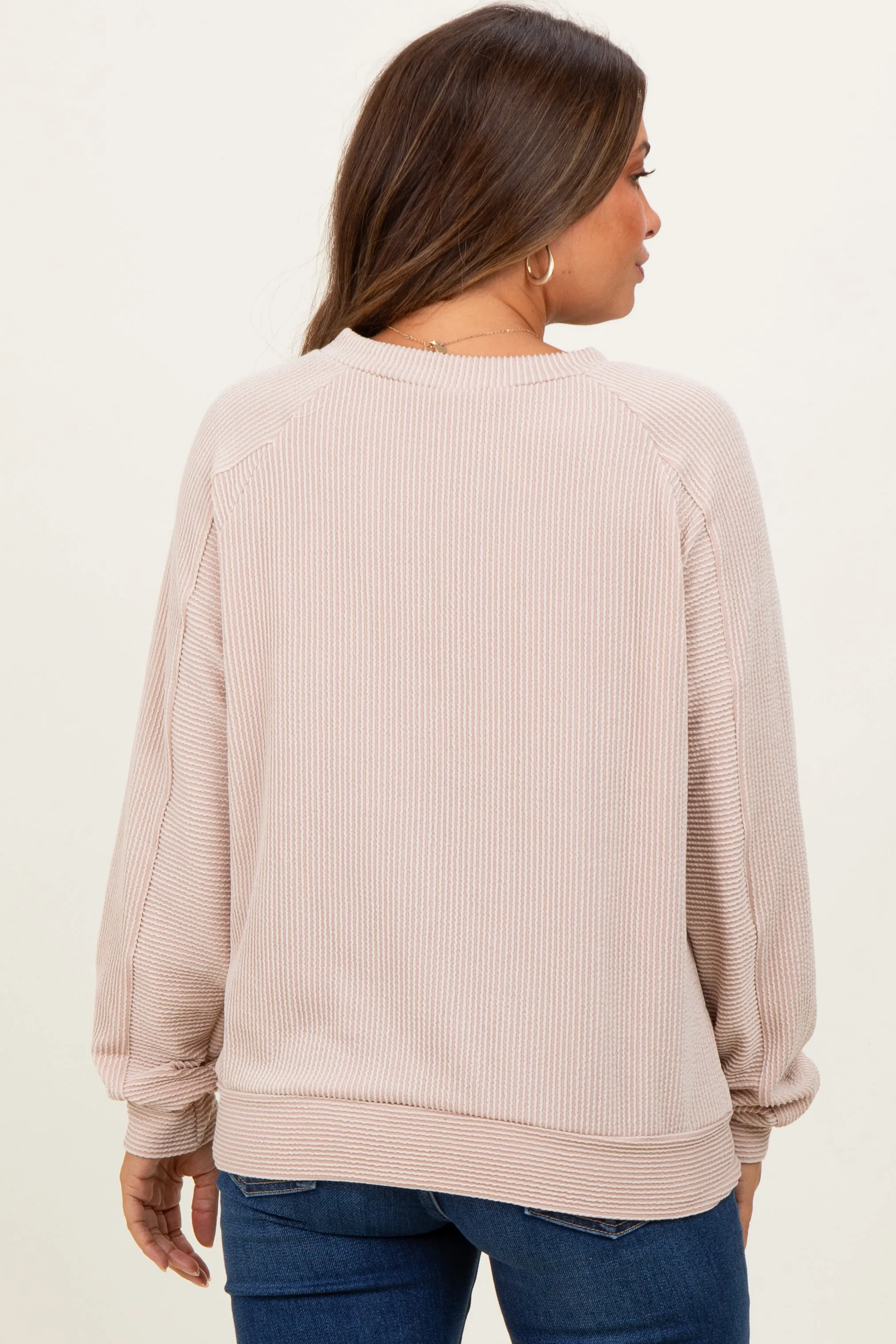 Cream Textured Rib Knit Maternity Pullover sold by Pinkblush product image thumbnail 4