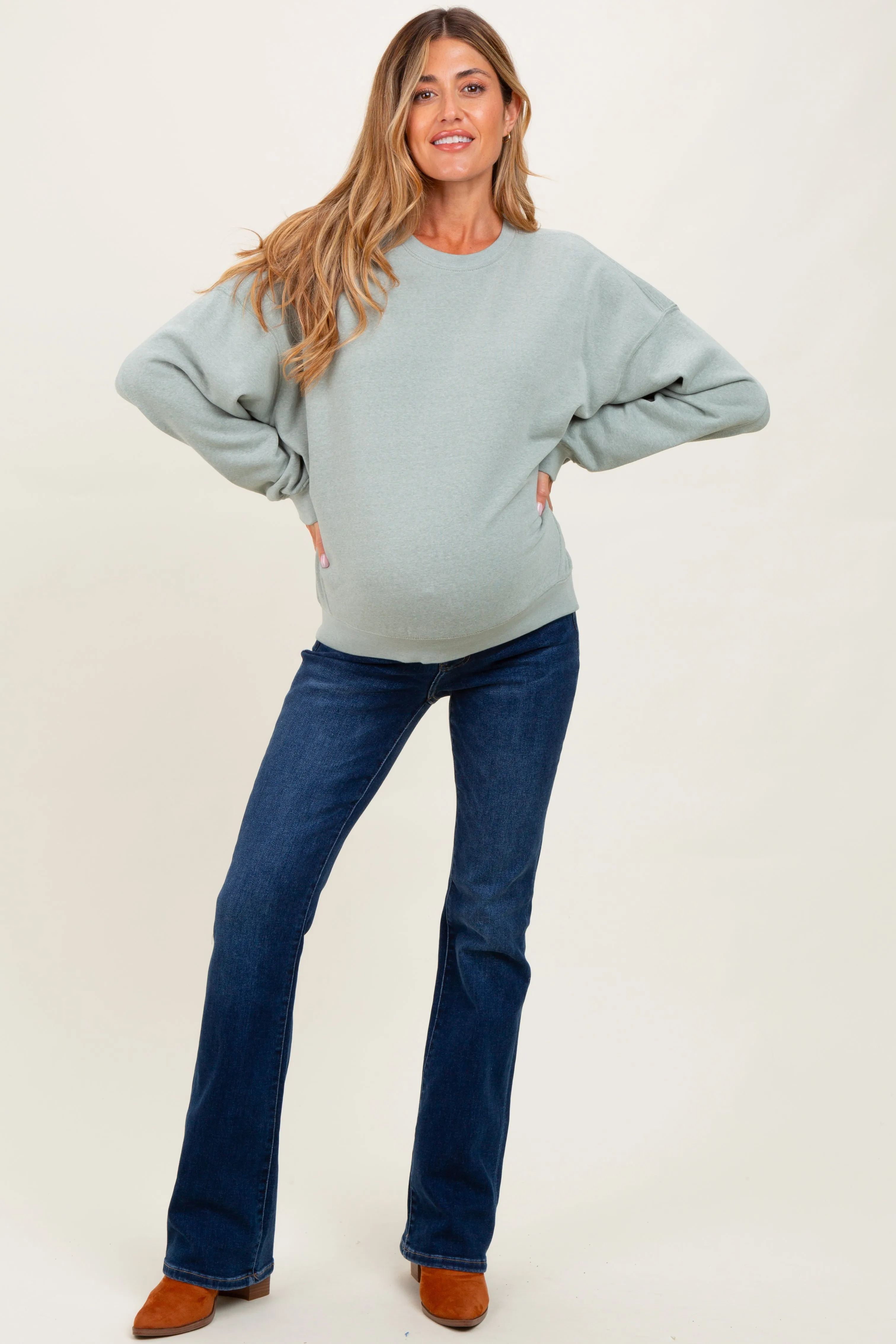 Sage Long Sleeve Maternity Sweatshirt sold by Pinkblush product image thumbnail 2