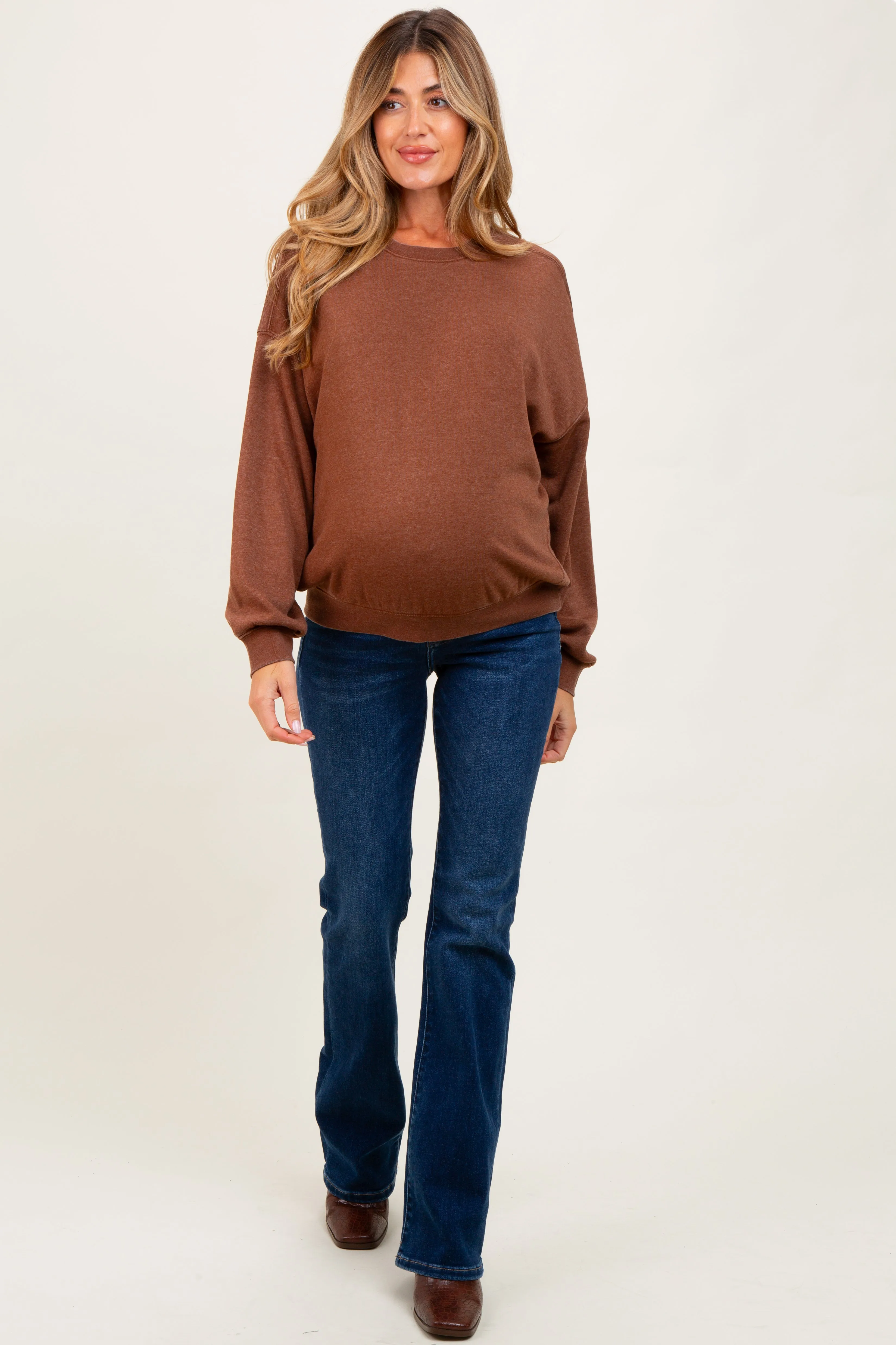 Camel Long Sleeve Maternity Sweatshirt sold by Pinkblush product image thumbnail 2